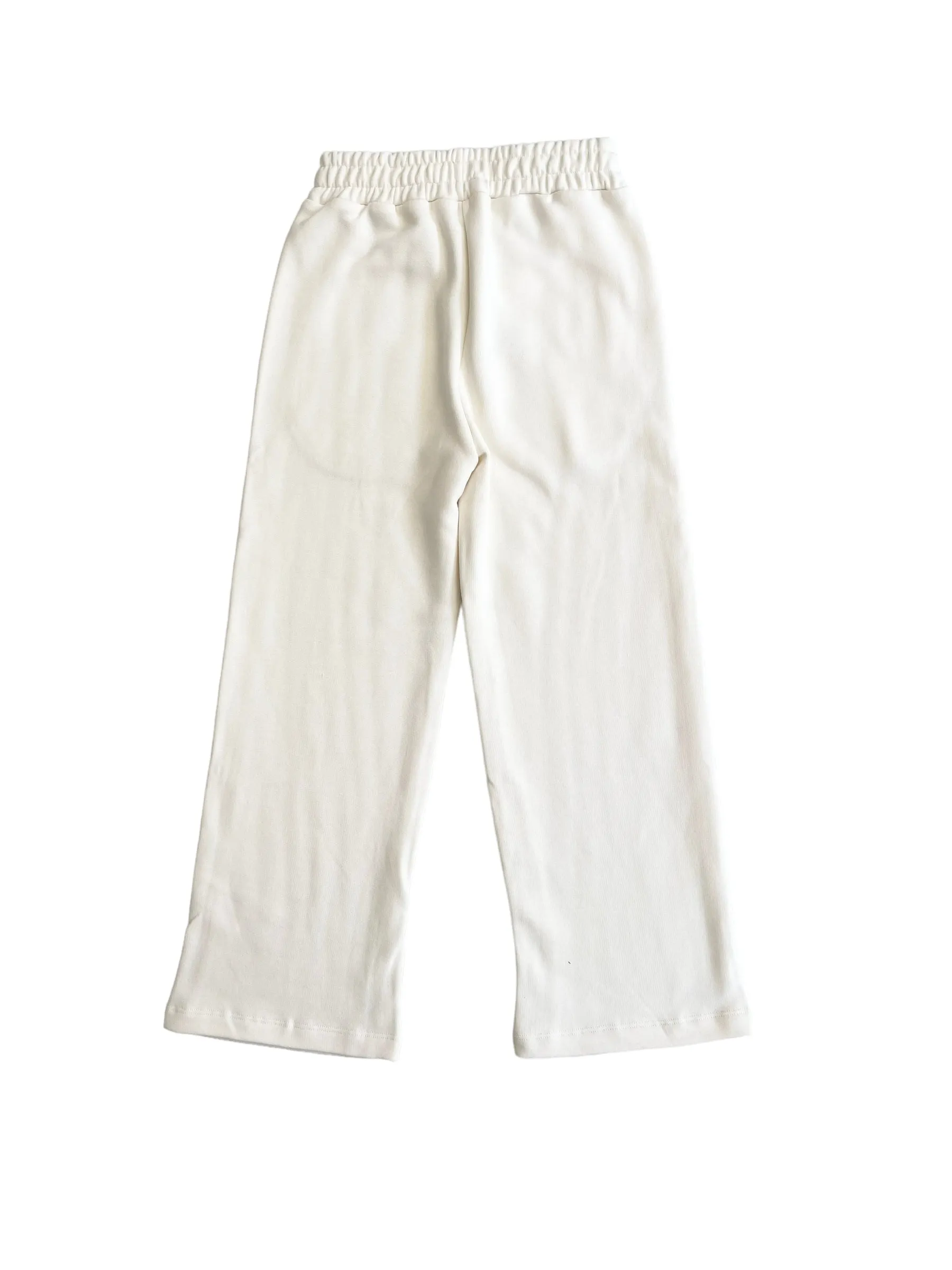 Pantalone in felpa panna con logo per bambina