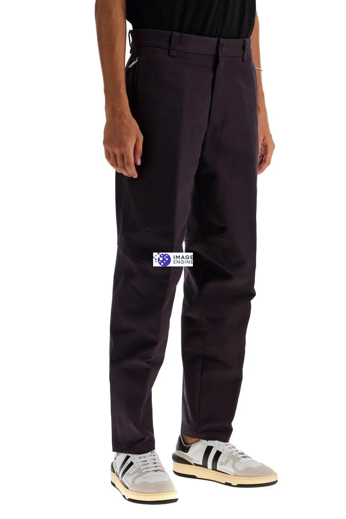 Pantaloni biker in gabardina