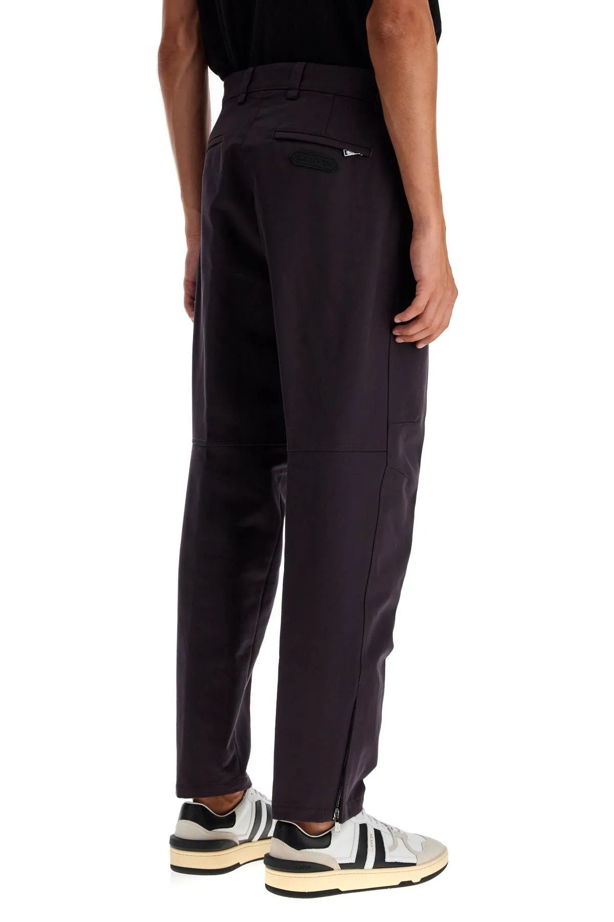 Pantaloni biker in gabardina
