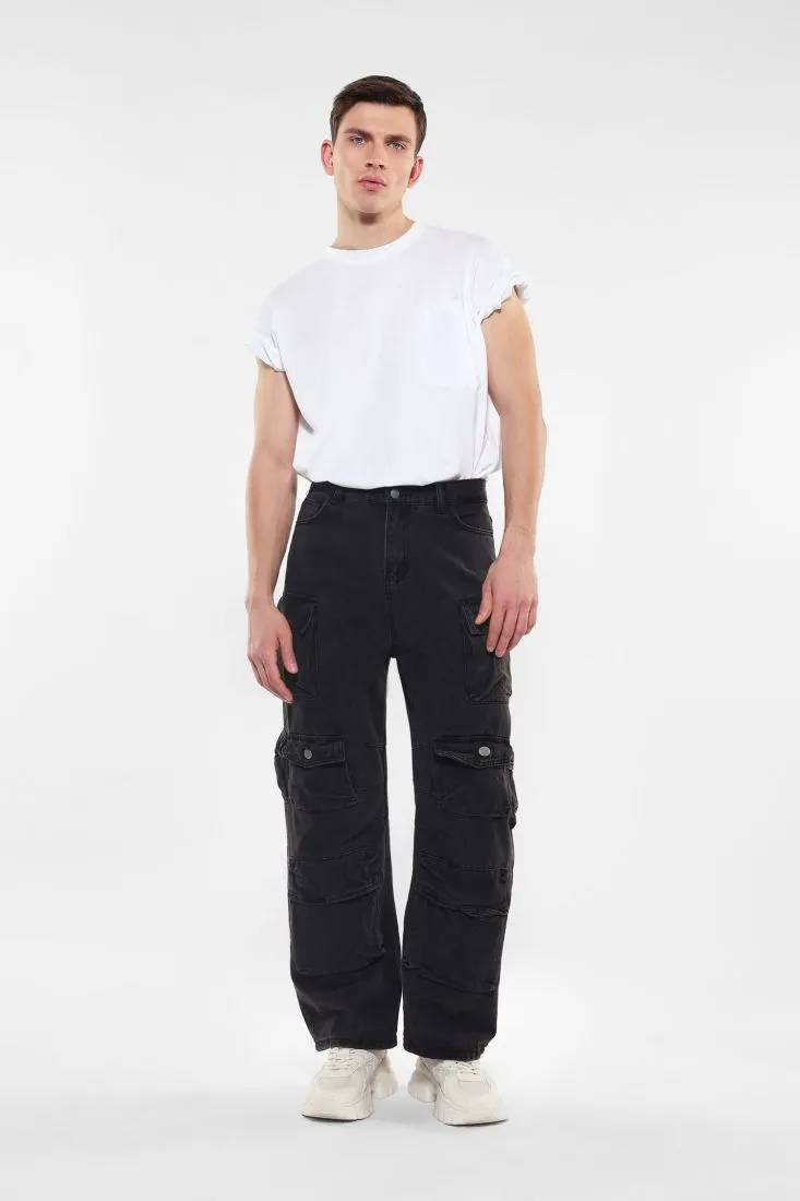 Pantaloni cargo in puro cotone con dettaglio cuciture