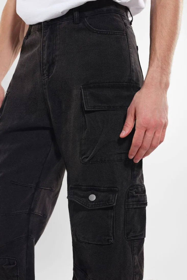 Pantaloni cargo in puro cotone con dettaglio cuciture