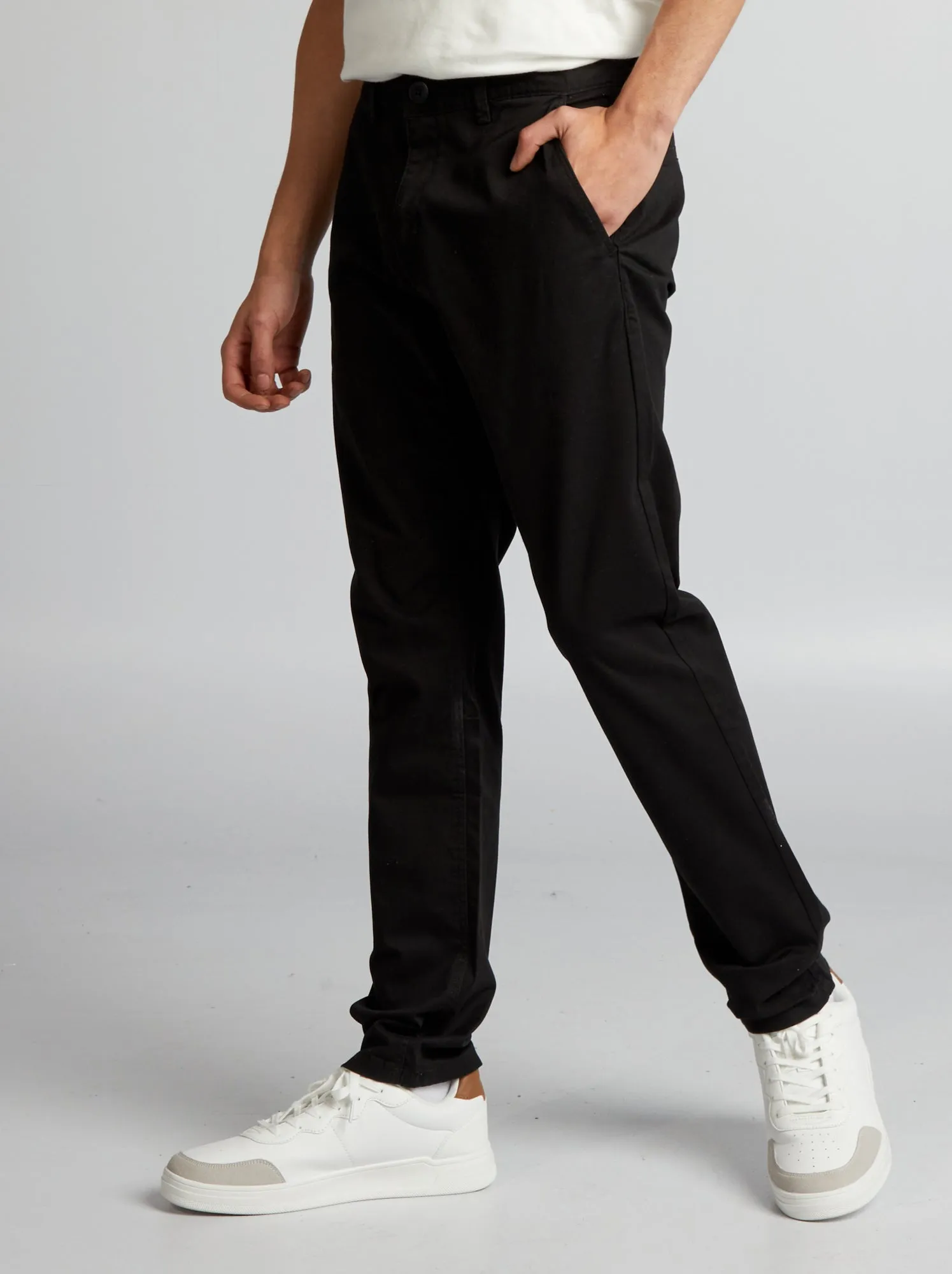 Pantaloni chino in tinta unita - nero