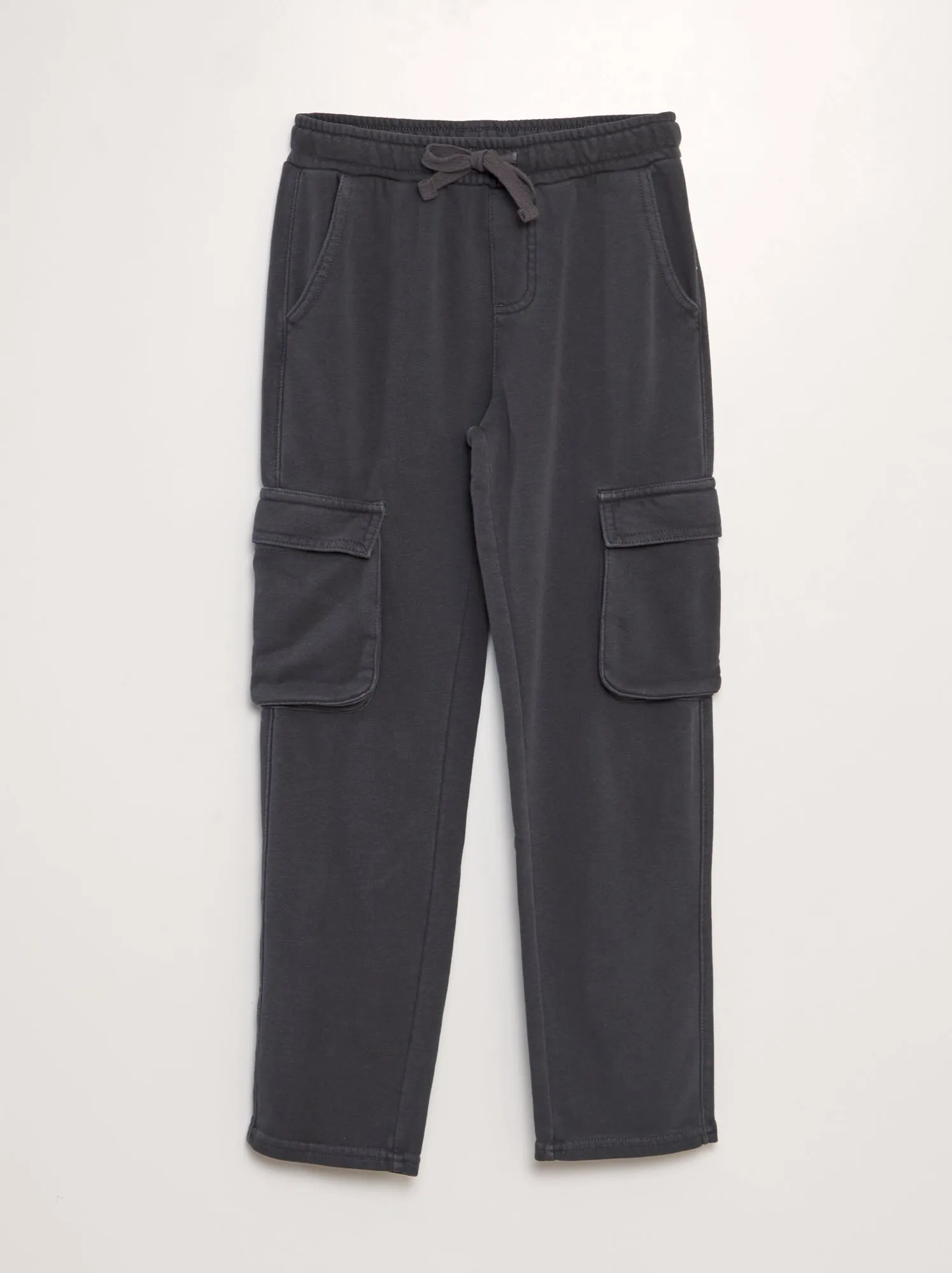 Pantaloni dritti con tasche con patta - NERO