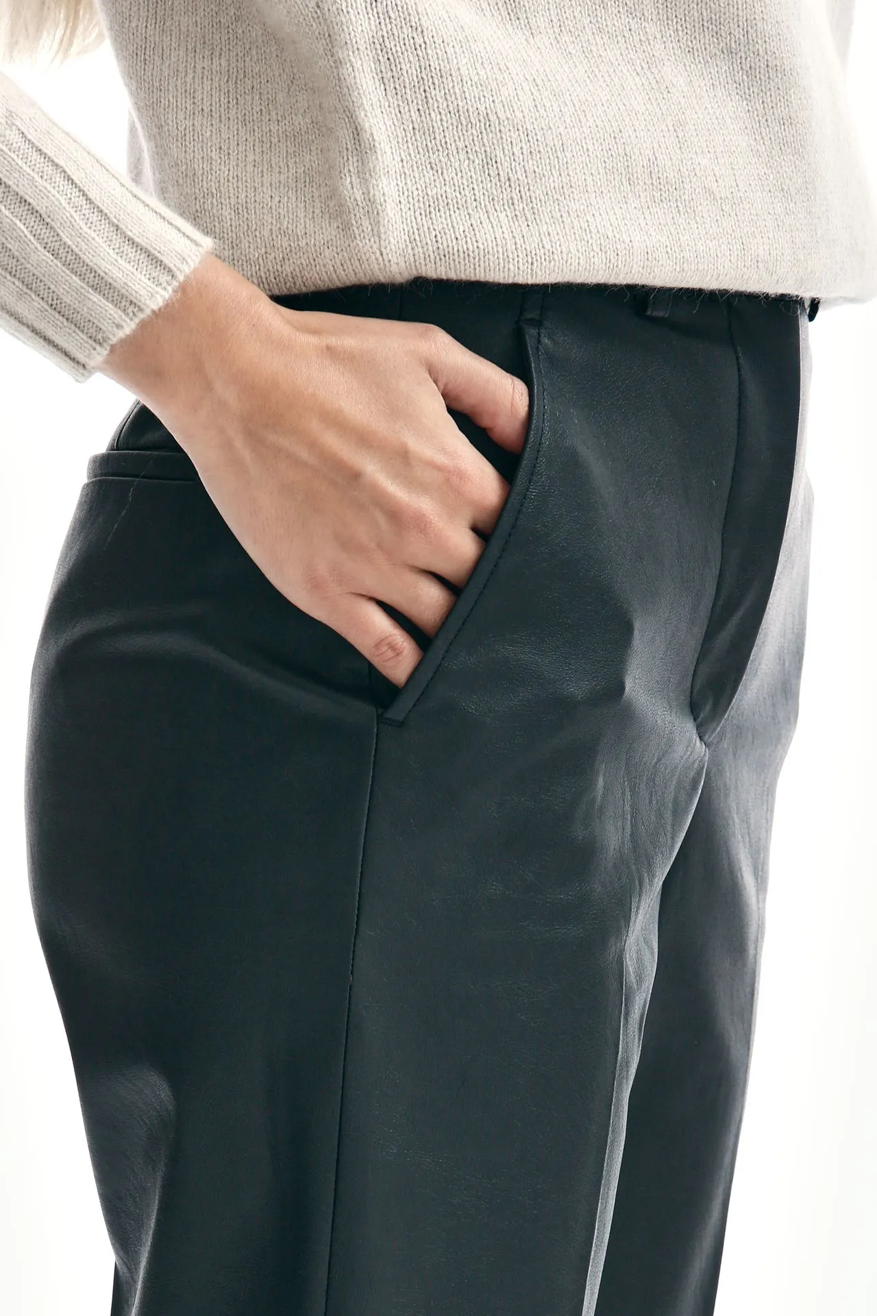 Pantaloni ecopelle GALEN antracite 