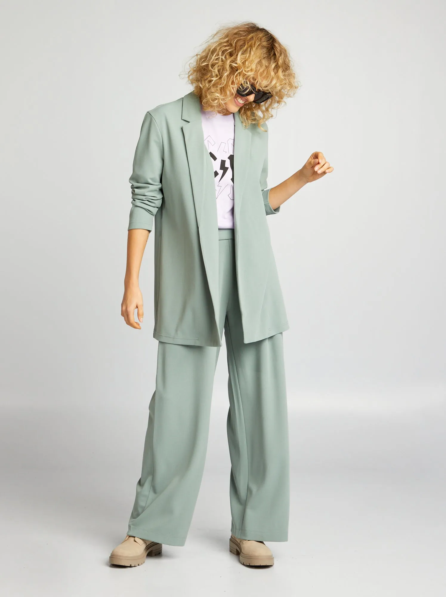 Pantaloni larghi a vita alta 'JDY' - VERDE