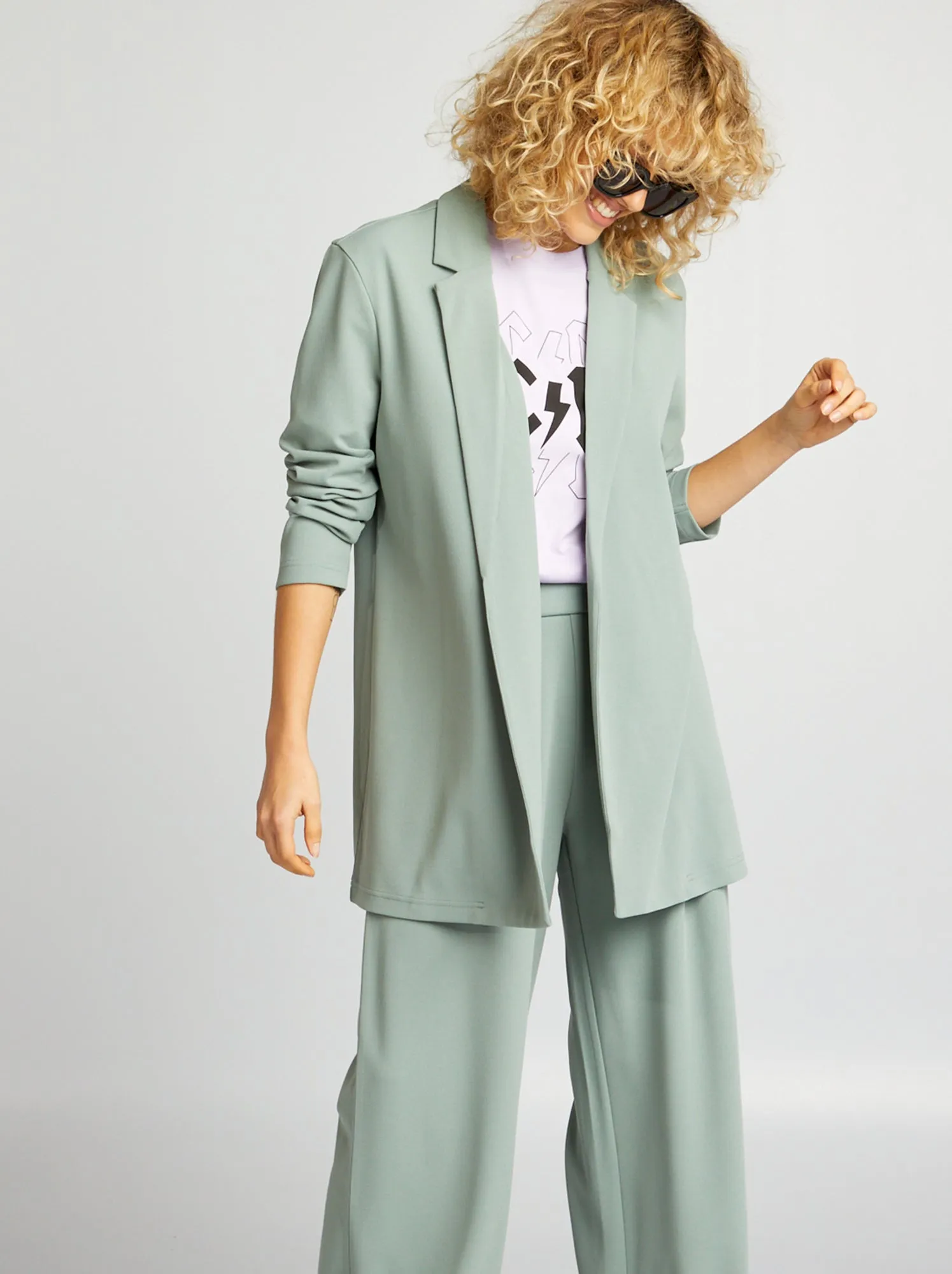 Pantaloni larghi a vita alta 'JDY' - VERDE