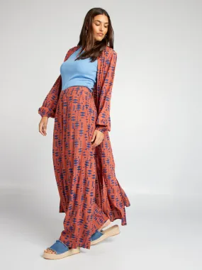 Pantaloni larghi in tessuto crêpe - MARRONE