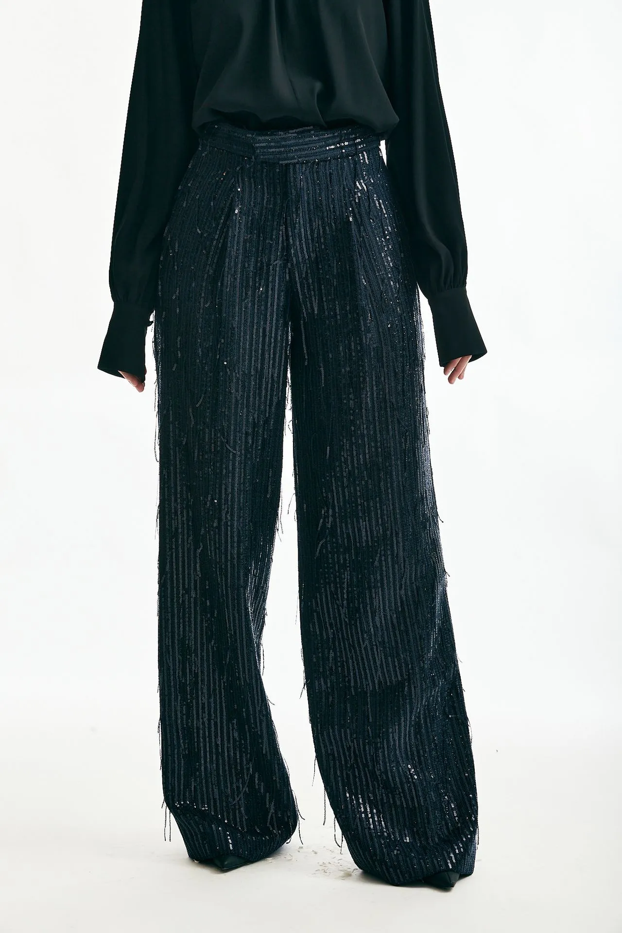 Pantaloni paillettes blu 