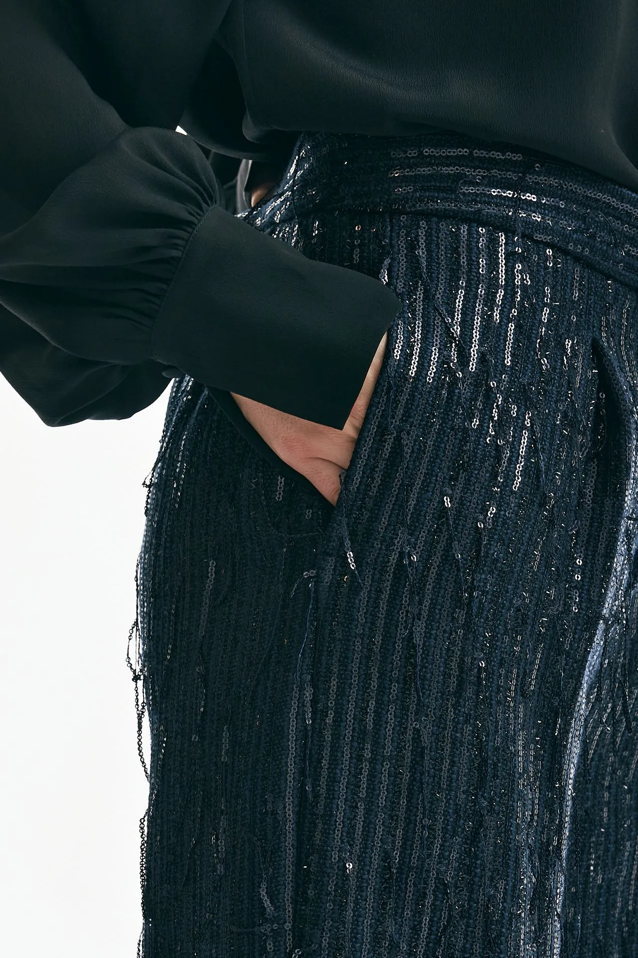 Pantaloni paillettes blu 
