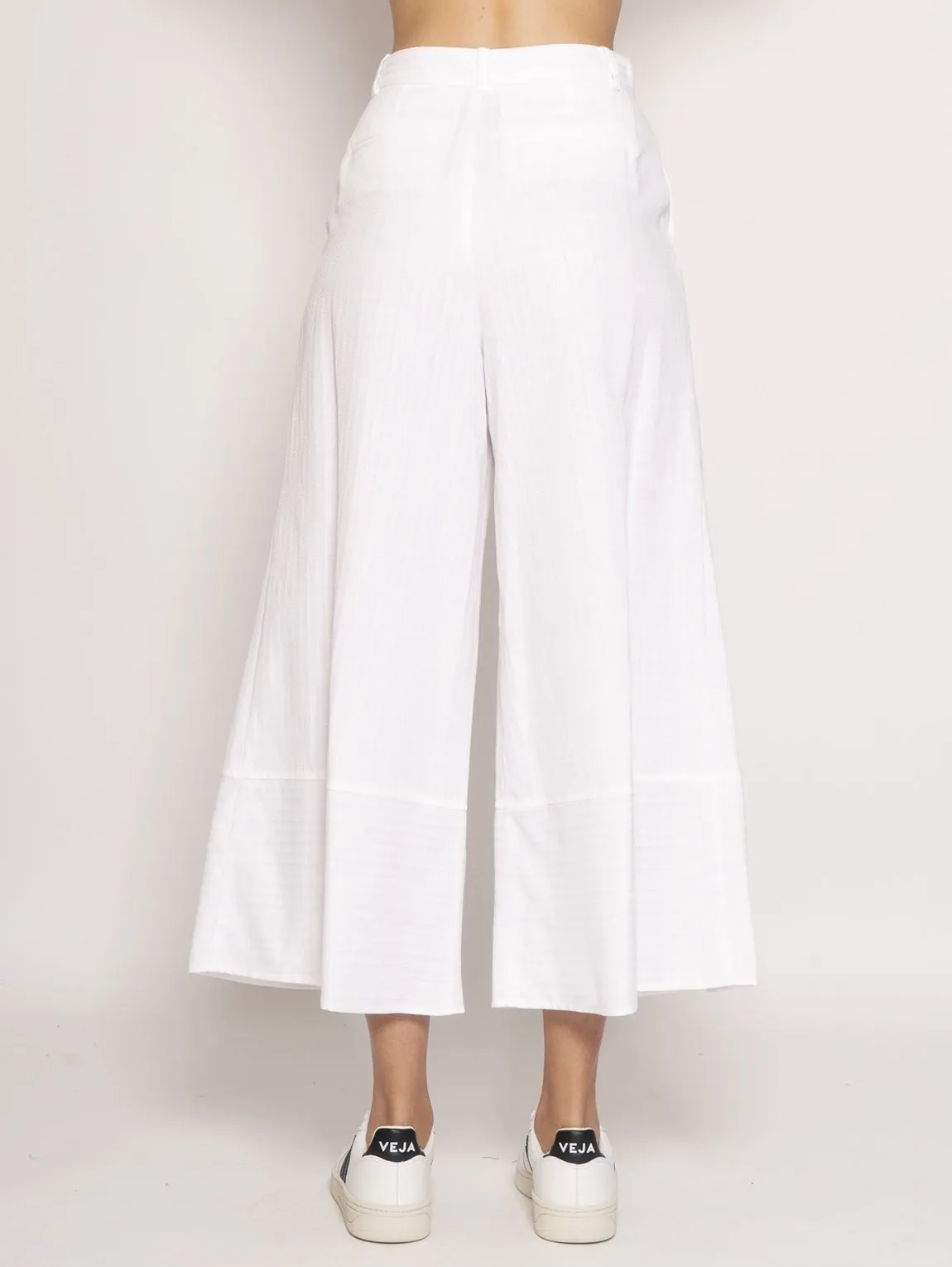 Pantaloni Palazzo Cropped Buck Bianco