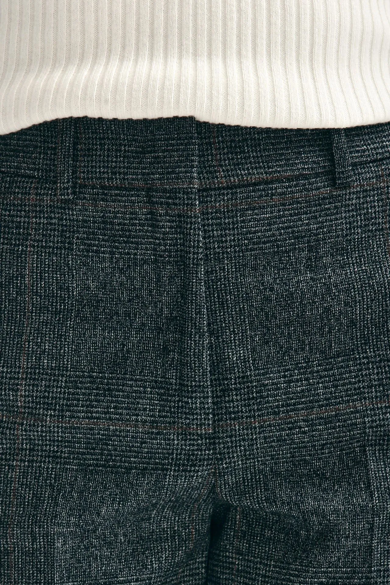 Pantaloni vita alta GALEN check grigio 