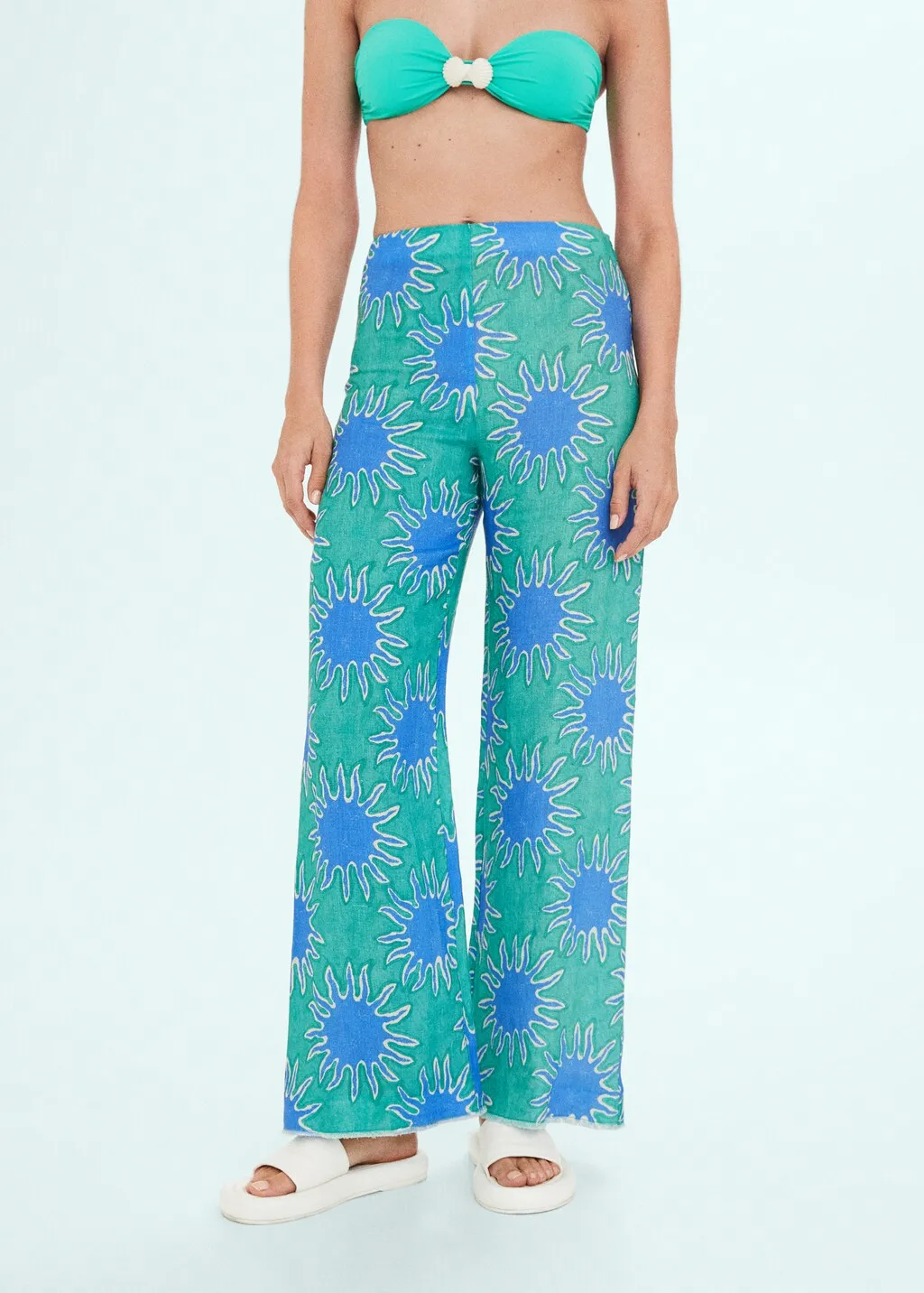 Pantaloni wideleg lino stampati