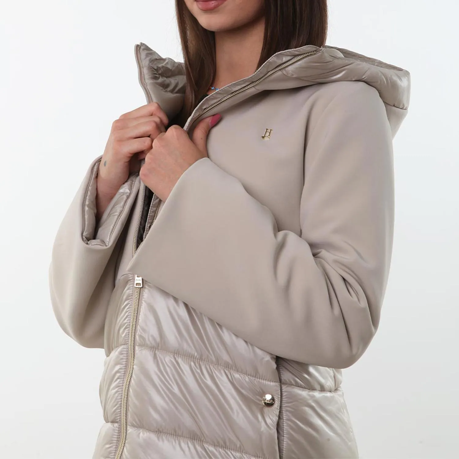 Parka Bimateriale Herno Beige Ragazza