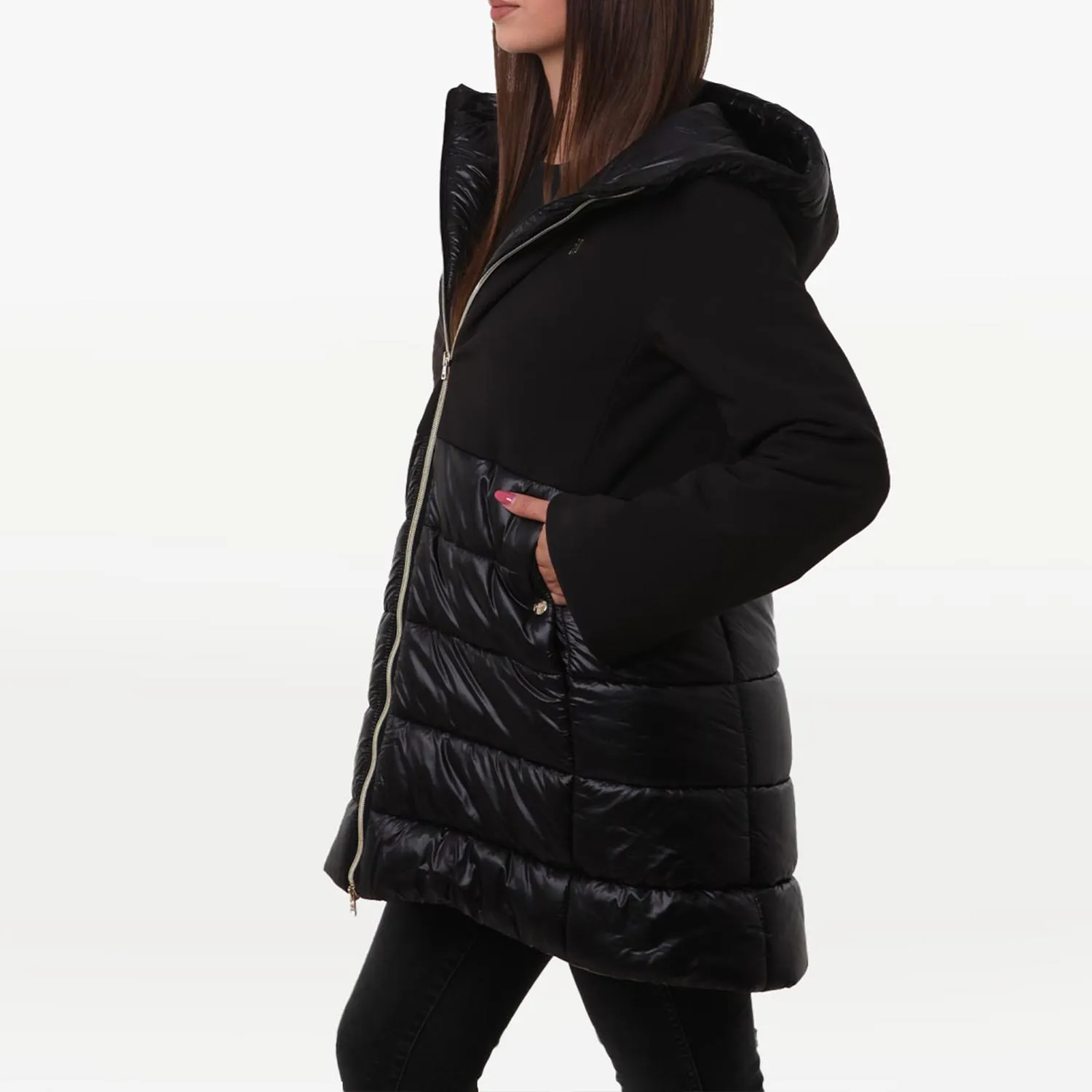Parka Bimateriale Herno Nero Ragazza
