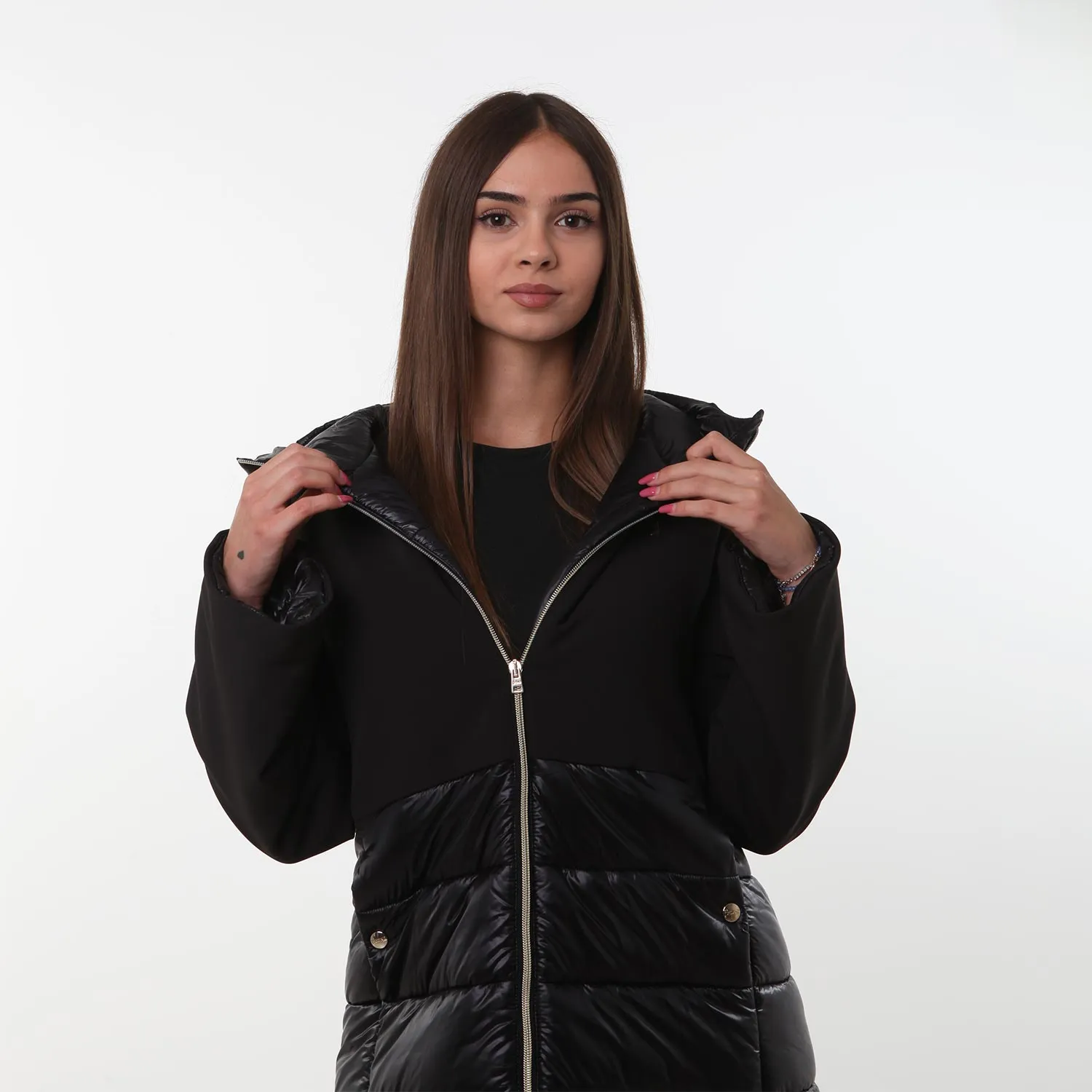 Parka Bimateriale Herno Nero Ragazza