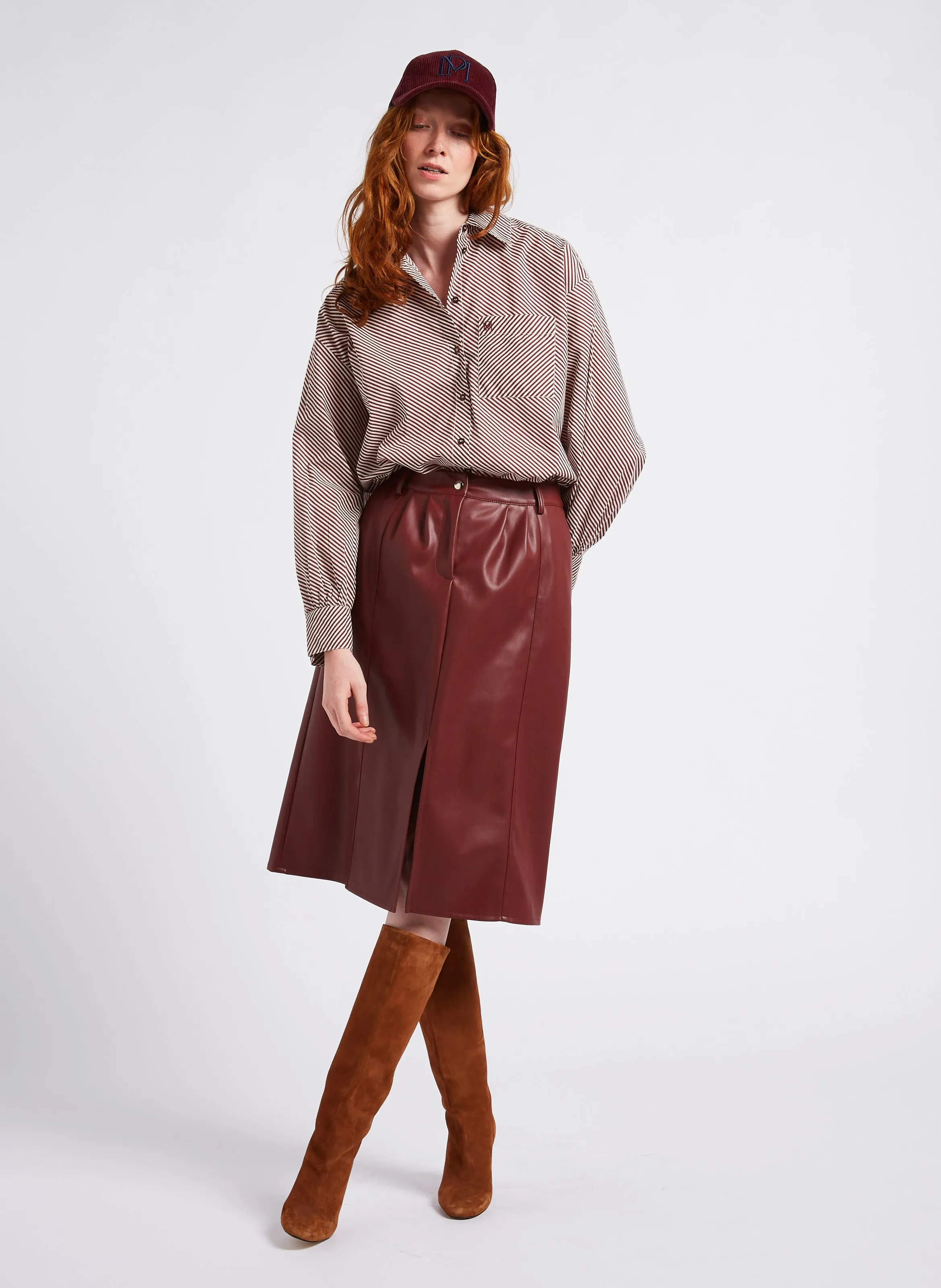 PETITE MENDIGOTE   JOSIE - Gonna midi con spacco | Rosso