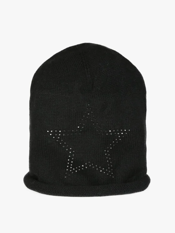 Pierre Cardin Bonnet en tricot avec étoile en strass
