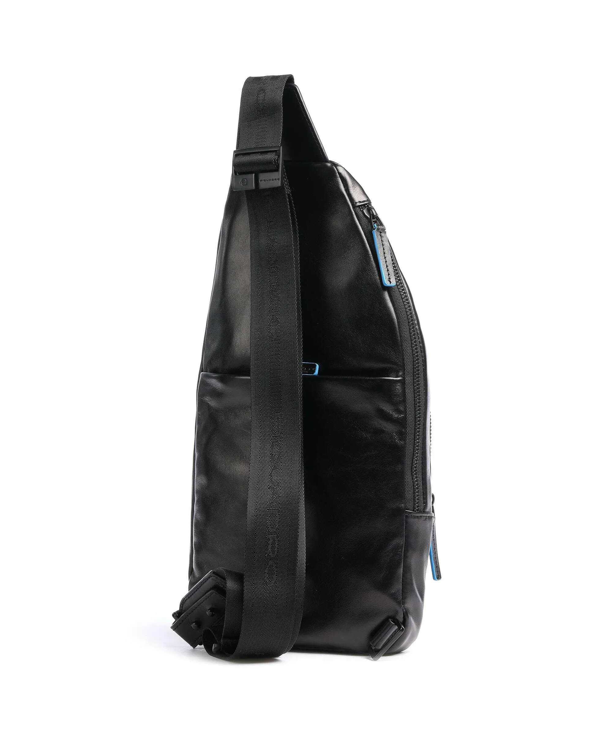  Piquadro Blue Square Revamp RFID Borsa sling pelle a grana fine nero  