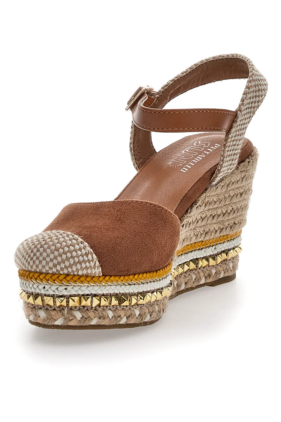   PITTARELLO SUN Sandali Espadrillas Marroni Con Zeppa e Fibbia Pittarello Sun 322290