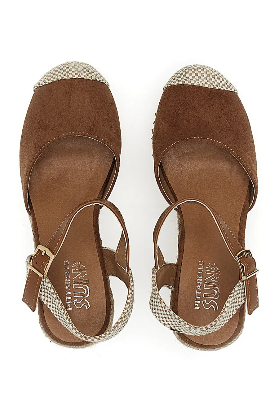   PITTARELLO SUN Sandali Espadrillas Marroni Con Zeppa e Fibbia Pittarello Sun 322290
