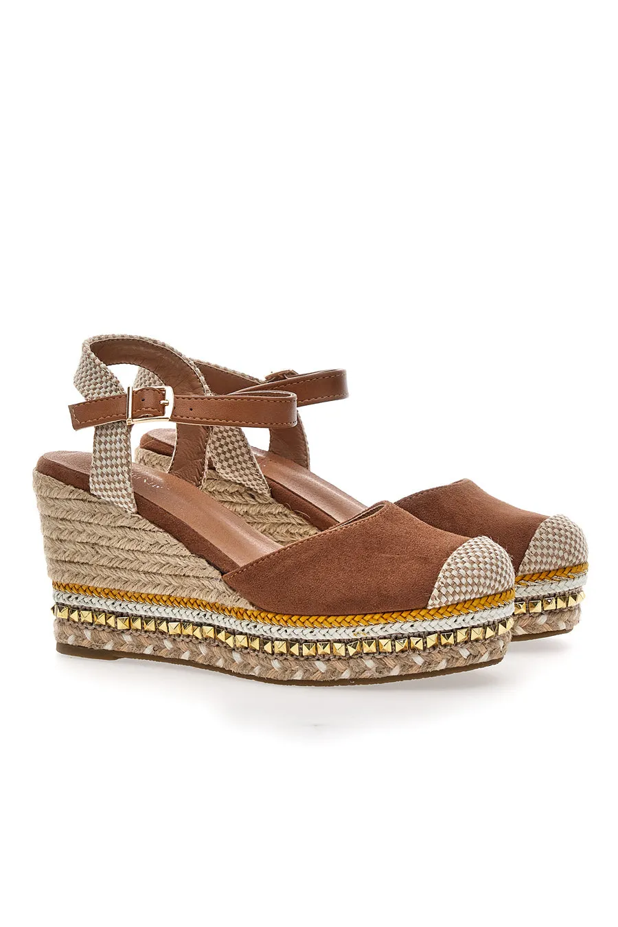   PITTARELLO SUN Sandali Espadrillas Marroni Con Zeppa e Fibbia Pittarello Sun 322290