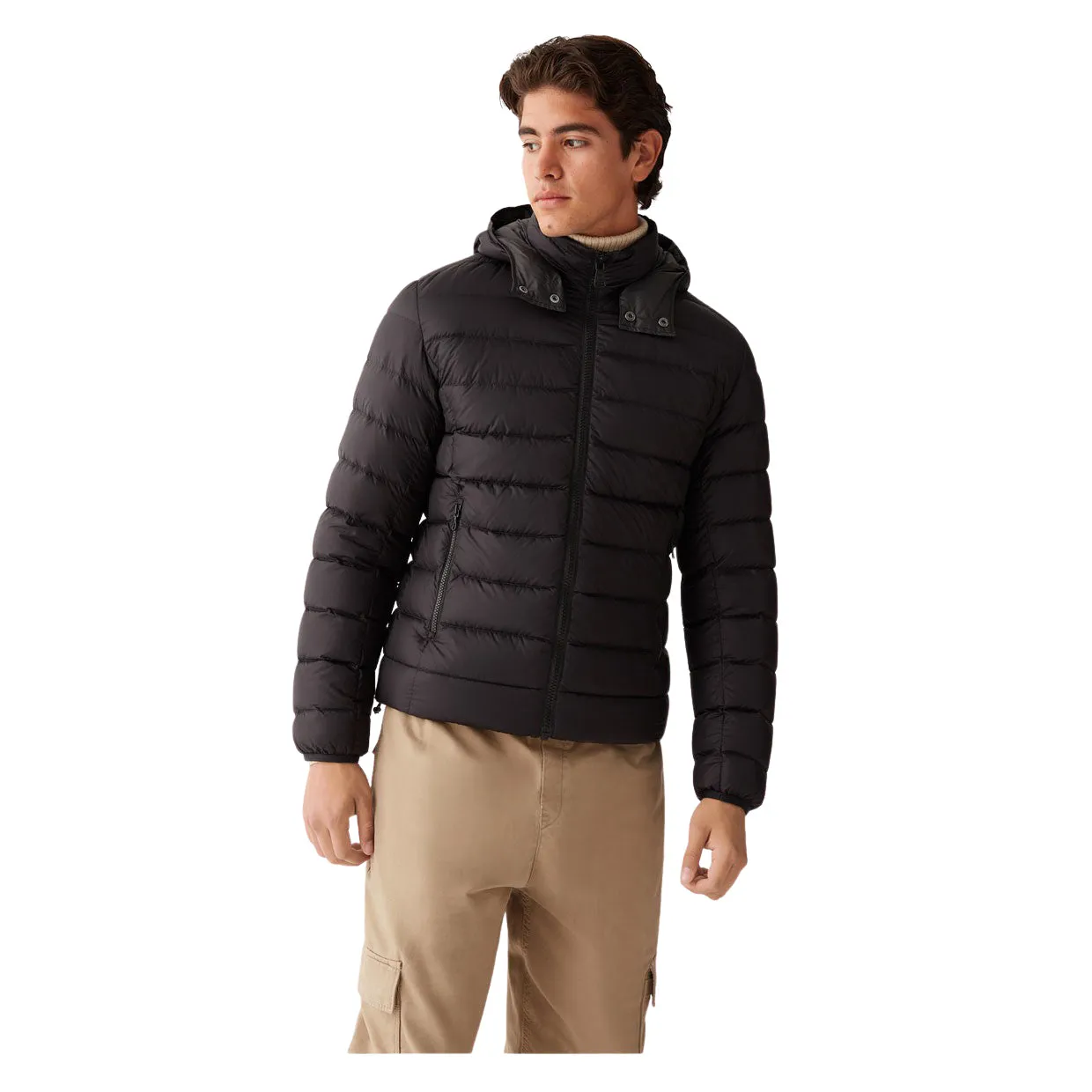 Piumino Uomo Colmar Cappuccio Staccabile Nero / Grigio