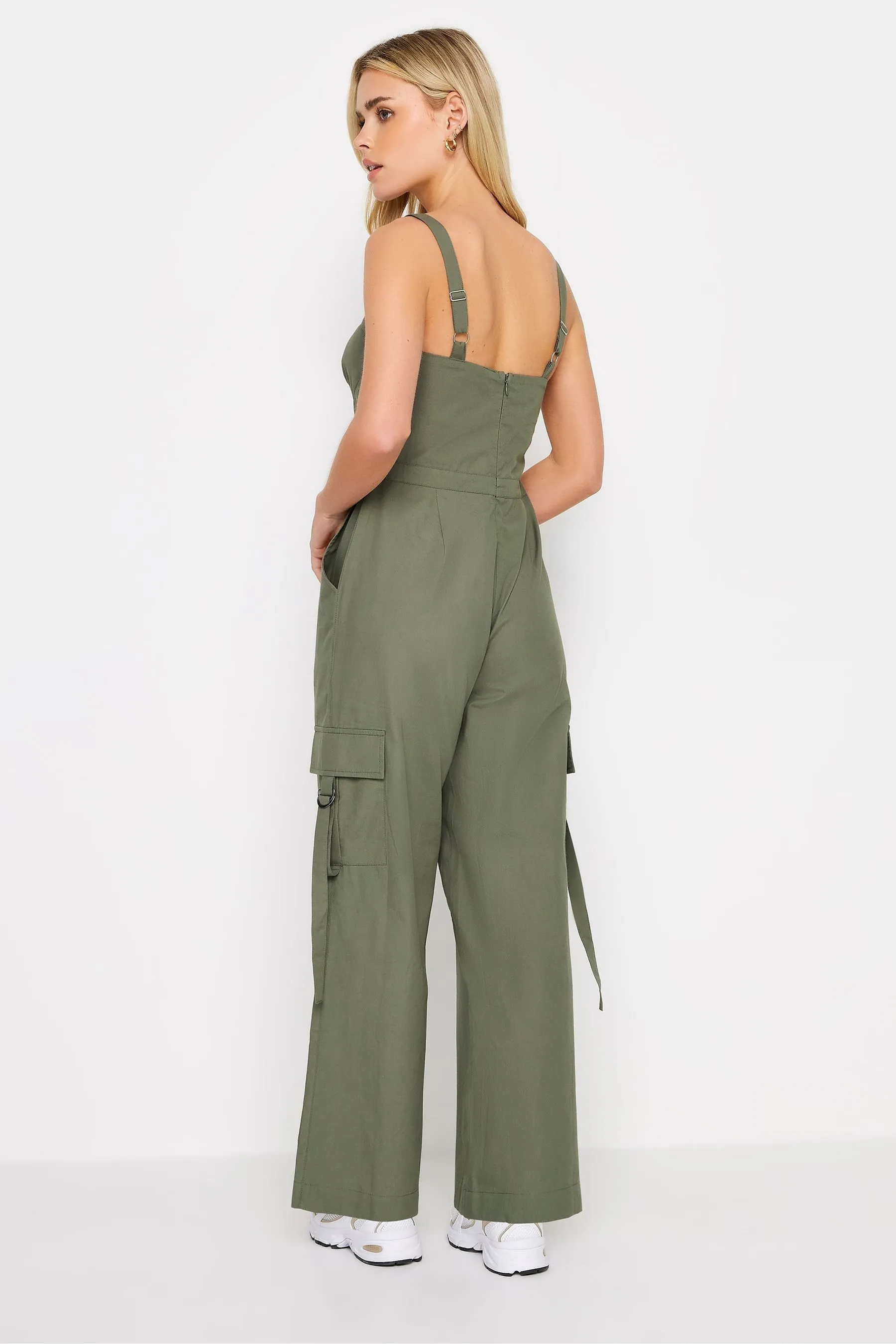 PixieGirl Petite - Verde kaki - salopette lunga multitasche a fondo ampio