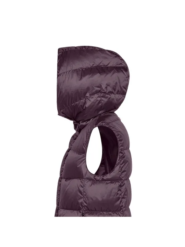 Plum long quilted vest