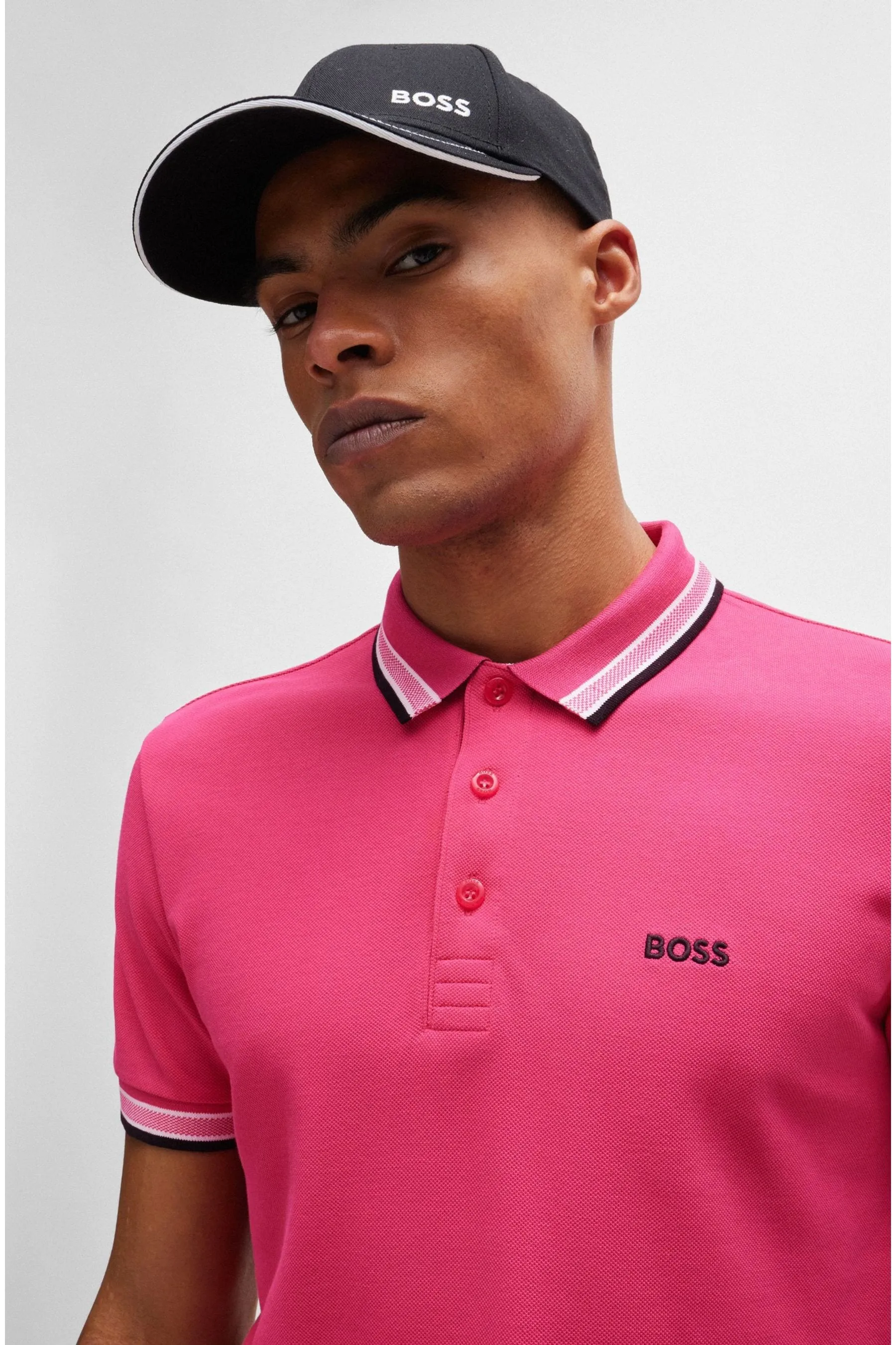 Polo BOSS in cotone con punta in paddy    