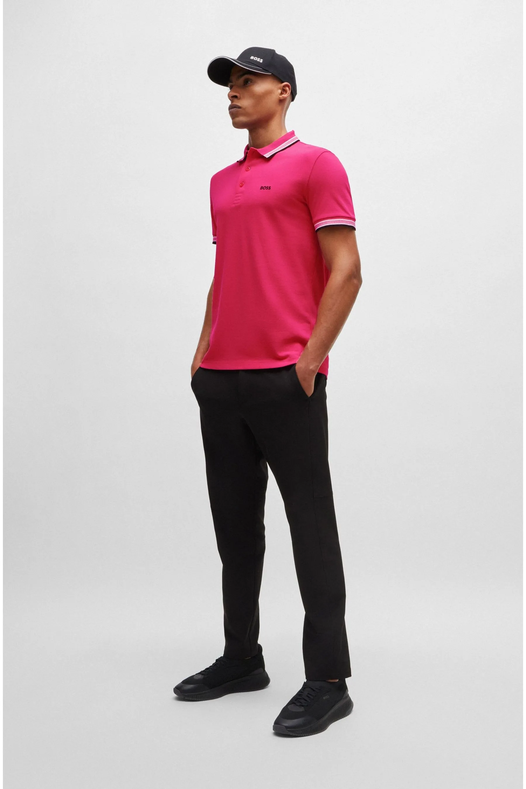Polo BOSS in cotone con punta in paddy    