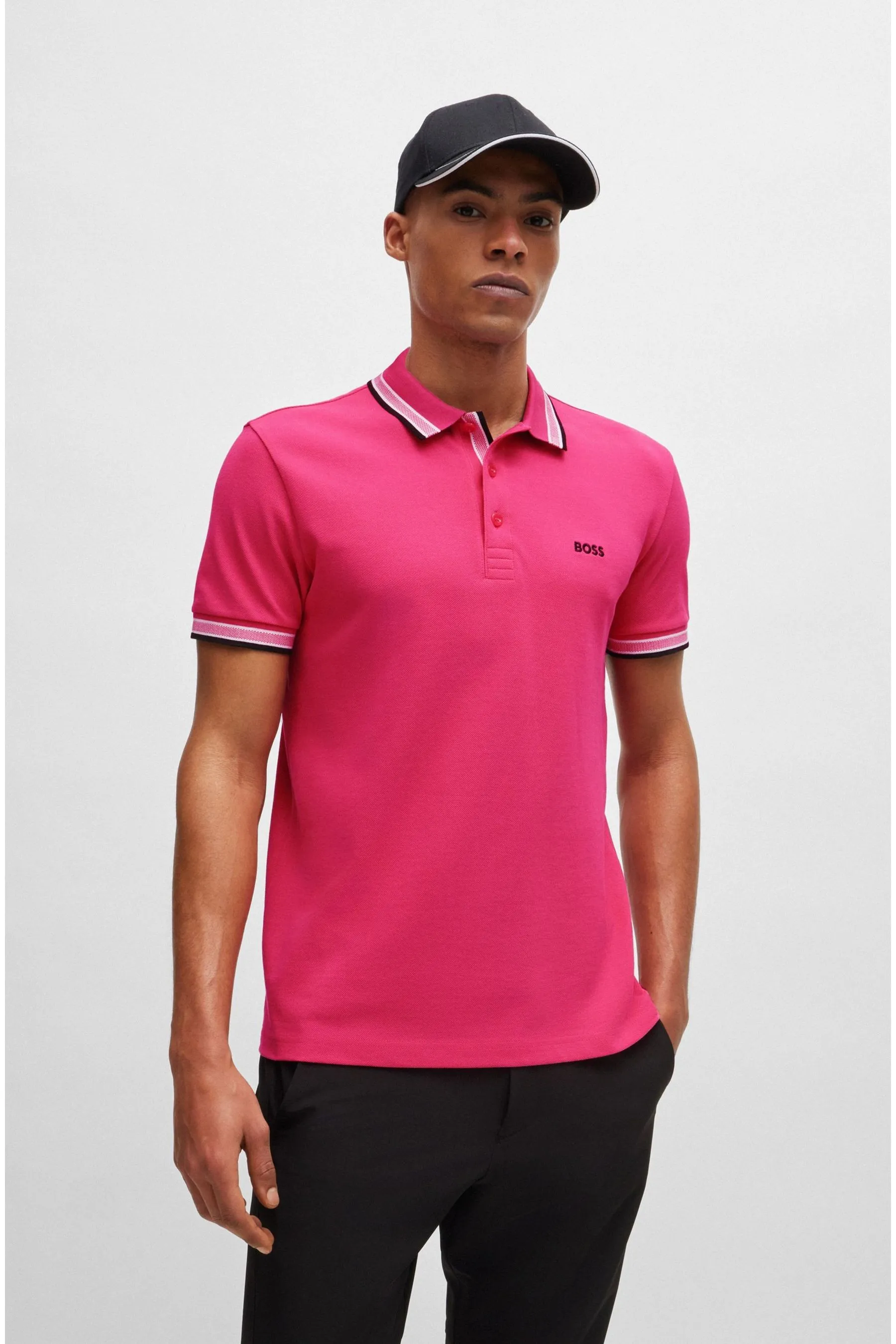 Polo BOSS in cotone con punta in paddy    