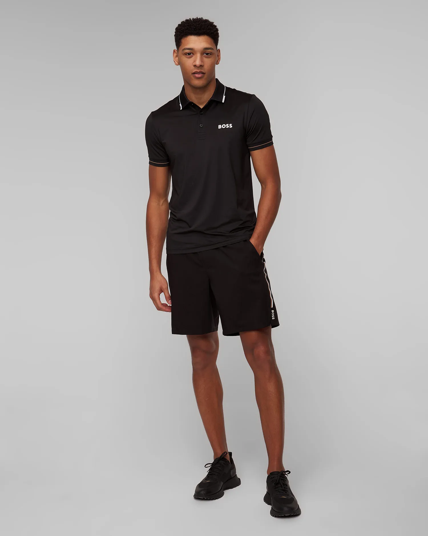 Polo nera da uomo Hugo Boss Paul Pro 50506203-1