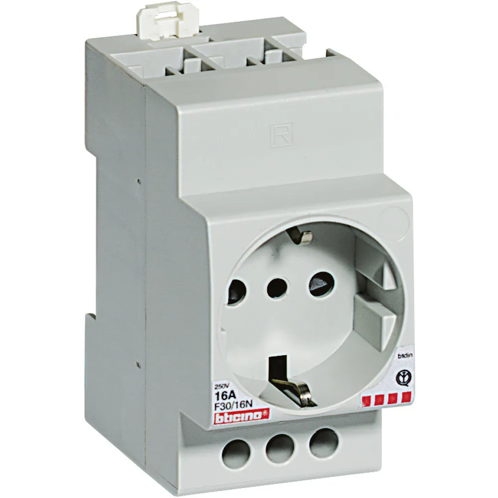 Presa elettrica, Bticino F30/16N, 10 → 16A, 1 modulo, Montaggio Guida DIN 230 V c.a.