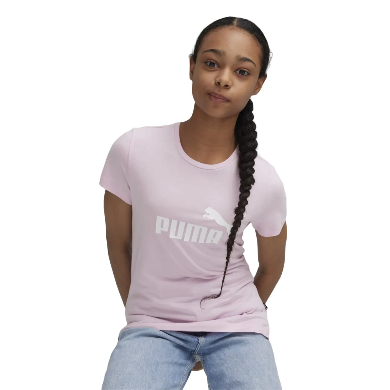 Puma maglietta manica corta da bambina  ESS stampa logo 587029 60 glicine