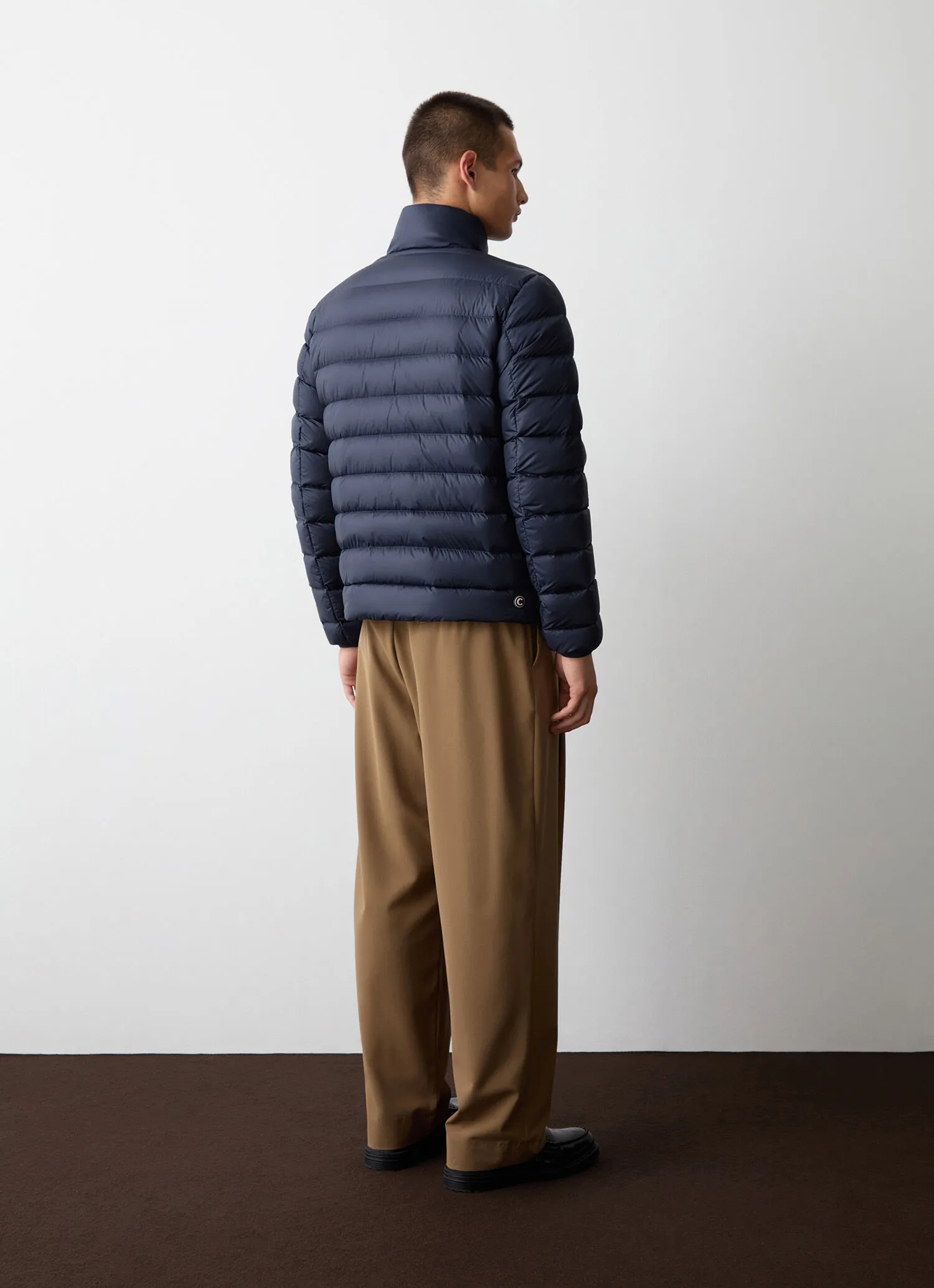 Quilted down jacket with padded collar
