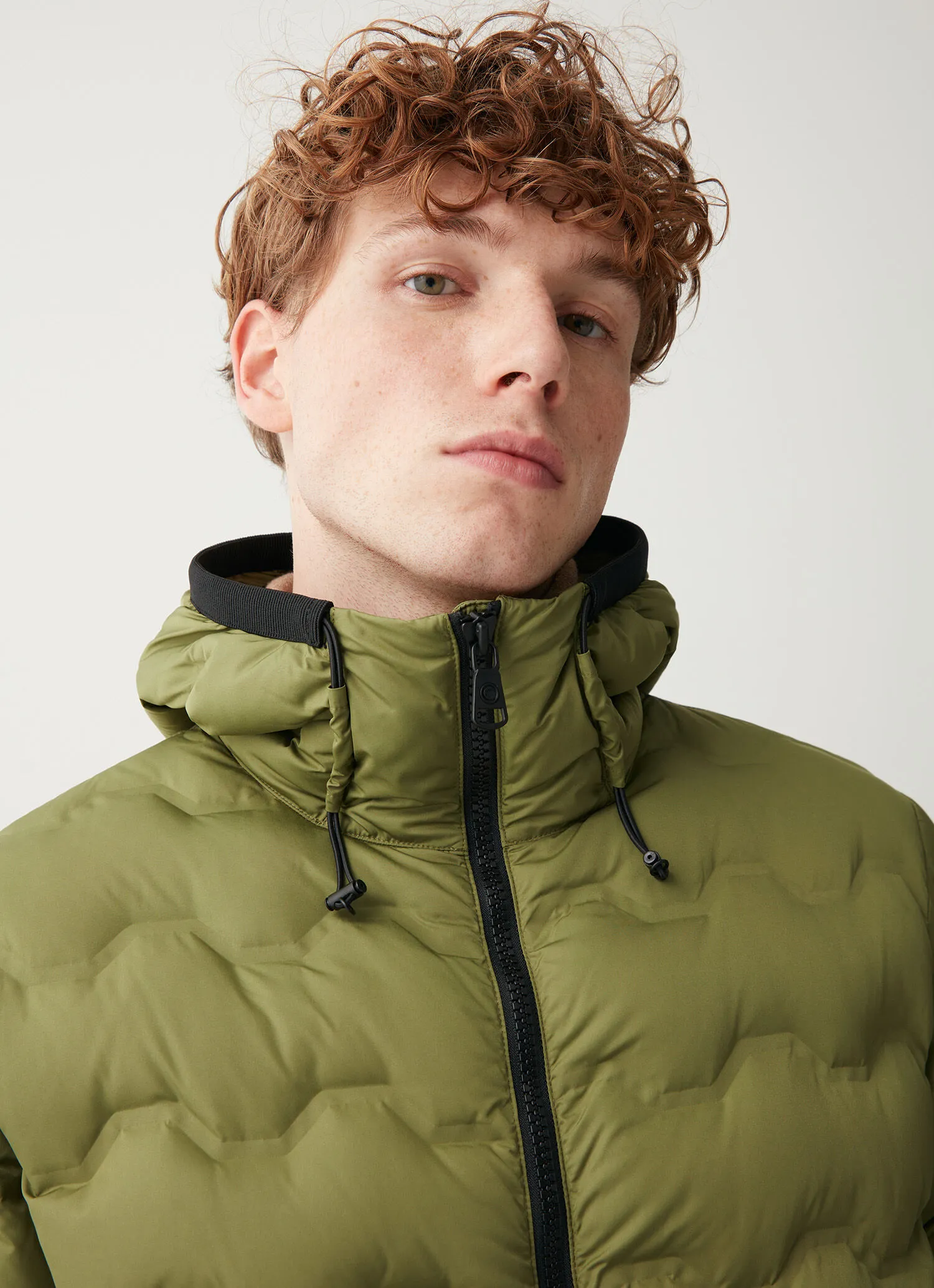 Quilted-effect down jacket with hood