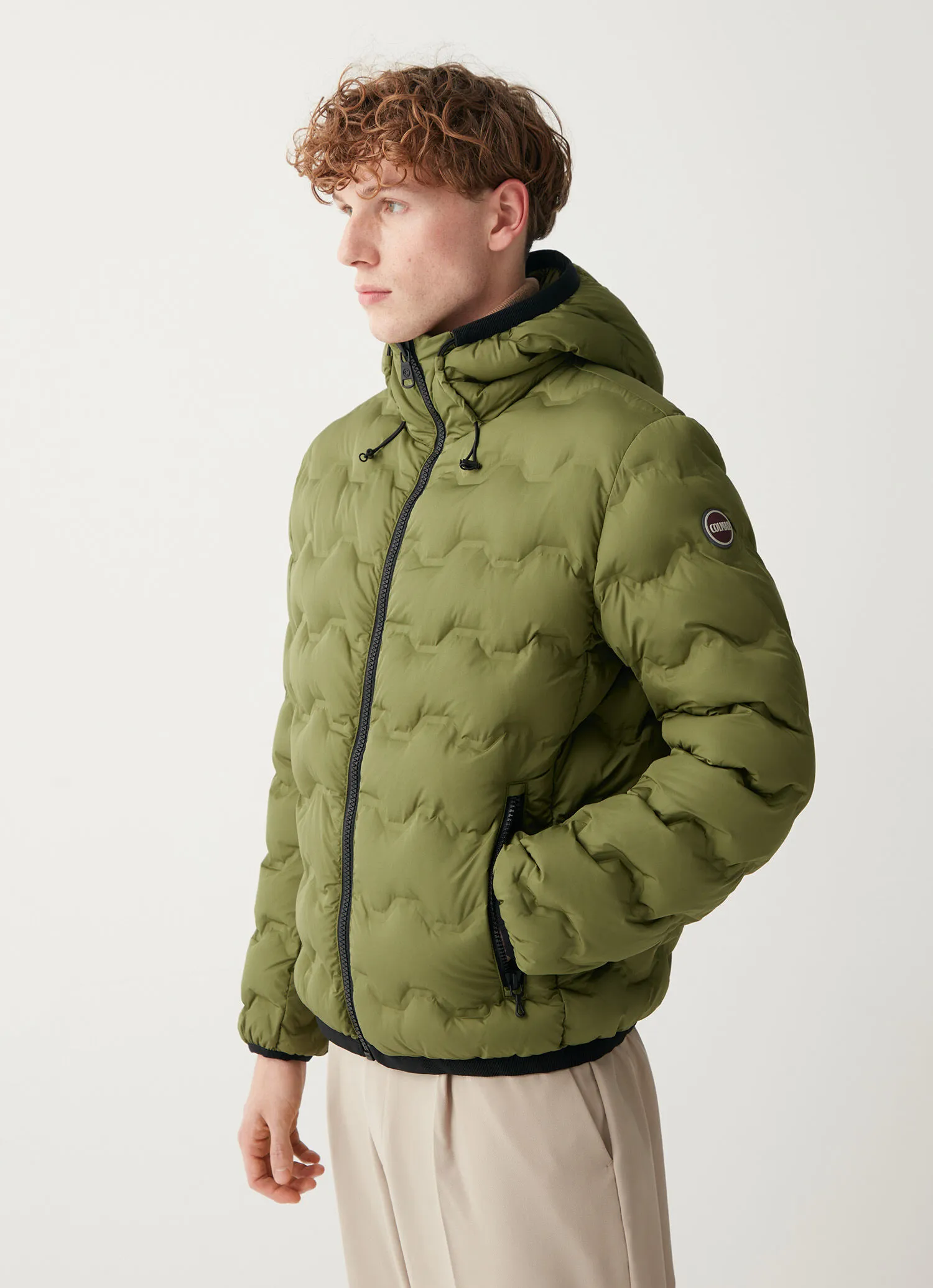 Quilted-effect down jacket with hood