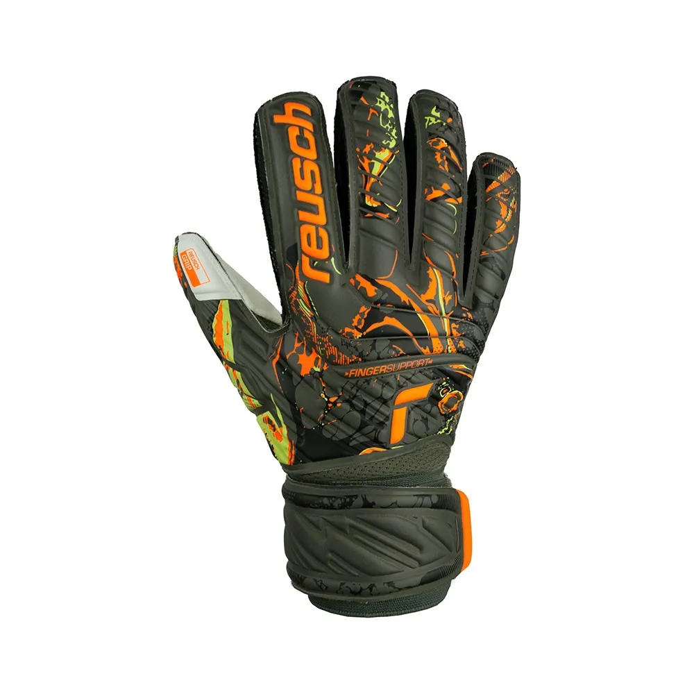 Reusch Guanti Calcio Attrakt Grip Finger Support Verde Arancio Uomo
