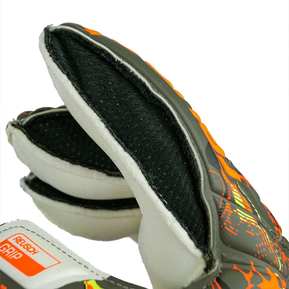 Reusch Guanti Calcio Attrakt Grip Finger Support Verde Arancio Uomo