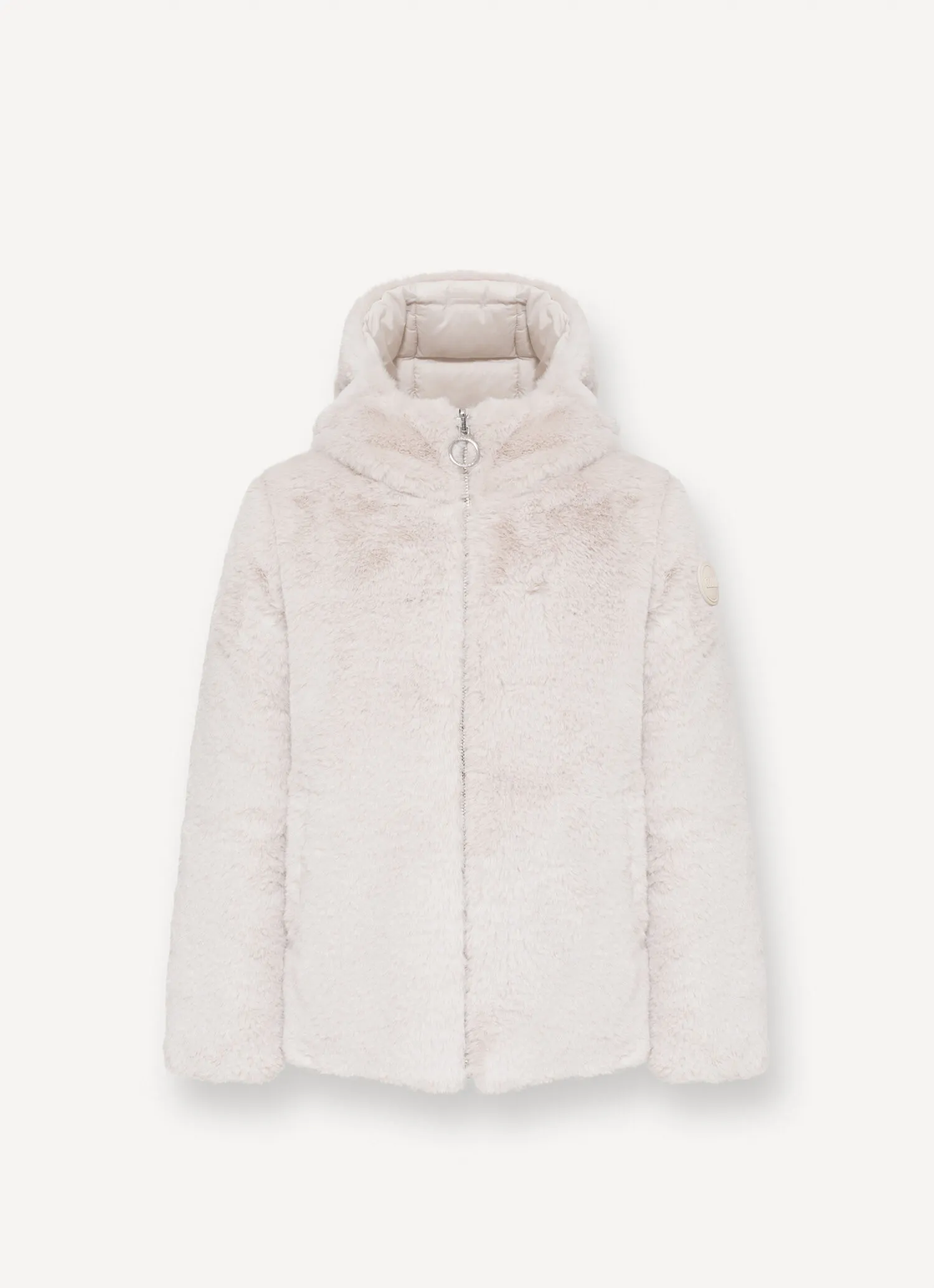 Reversible faux fur down jacket