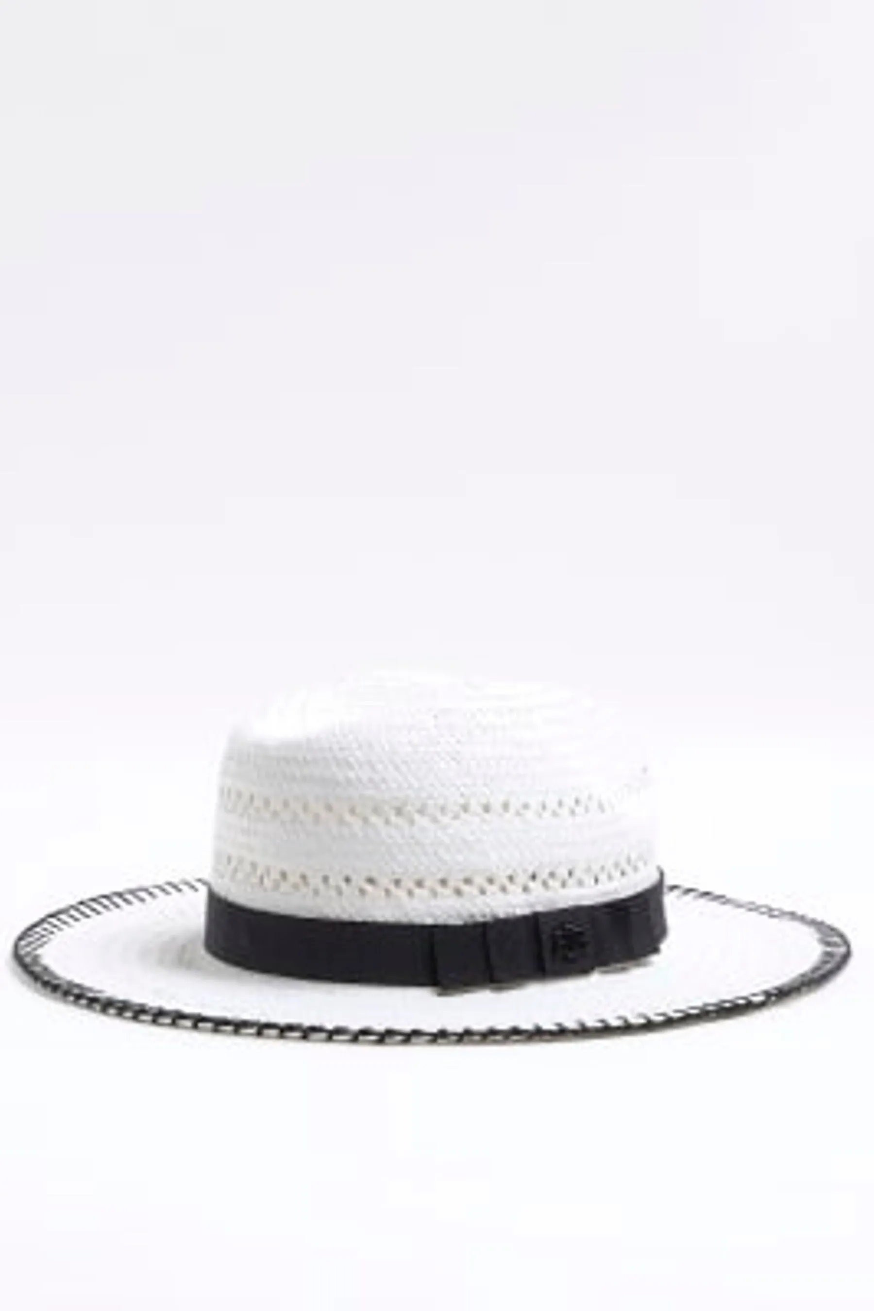 River Island - Cappello fedora di paglia a punto coperta