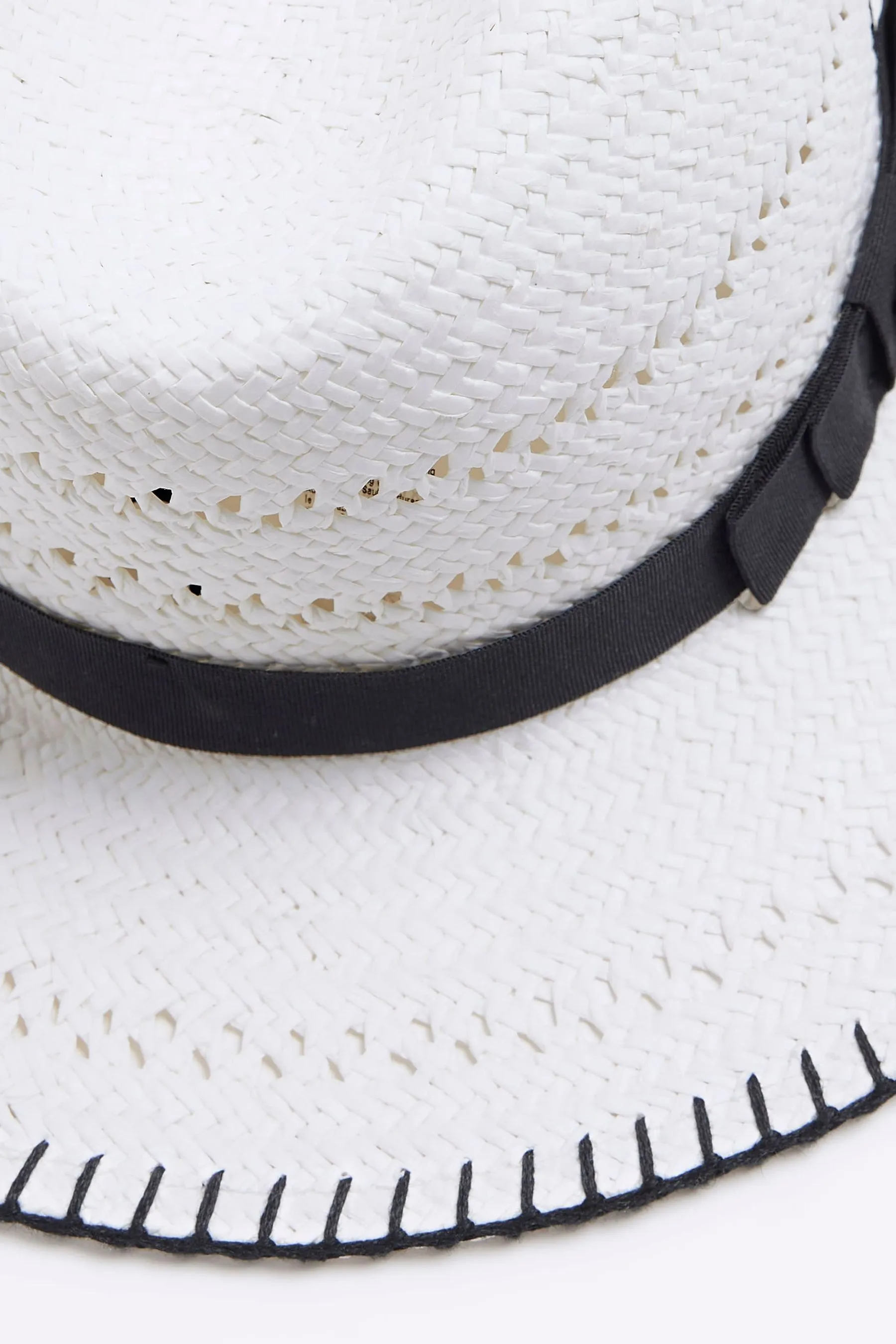 River Island - Cappello fedora di paglia a punto coperta