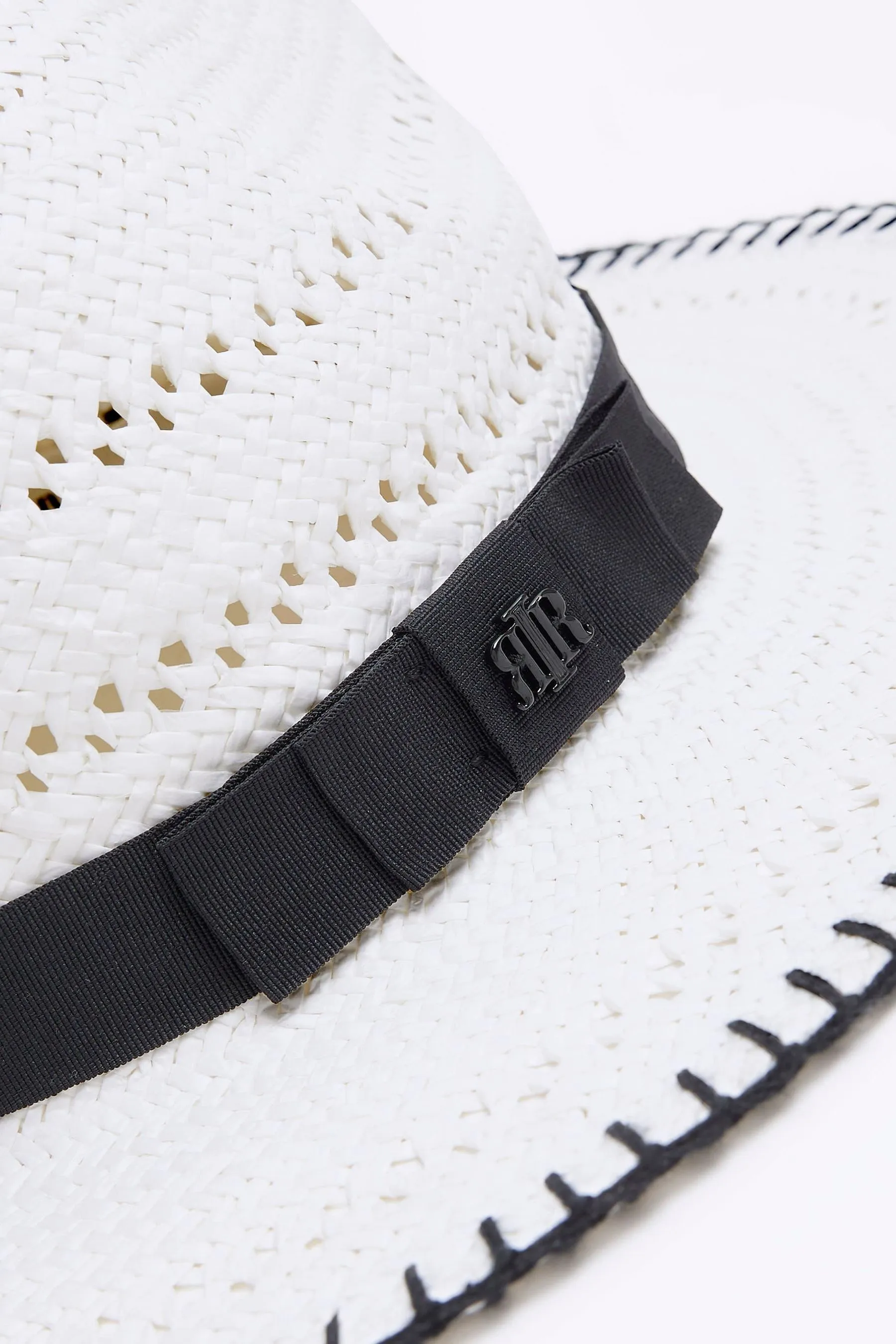 River Island - Cappello fedora di paglia a punto coperta