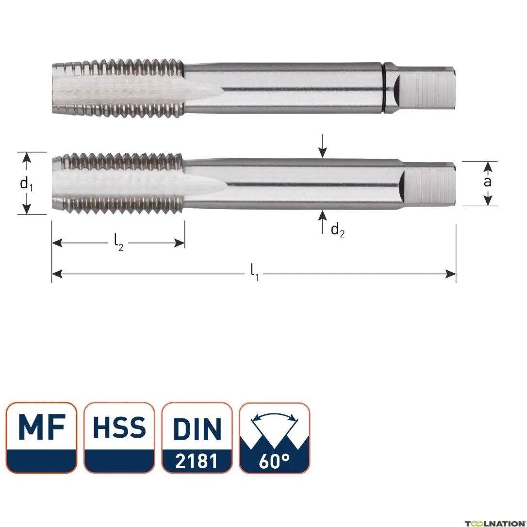 Rotec 305.1820 Set di fresatura manuale HSS 2 pezzi DIN 2181 MF18x2,0