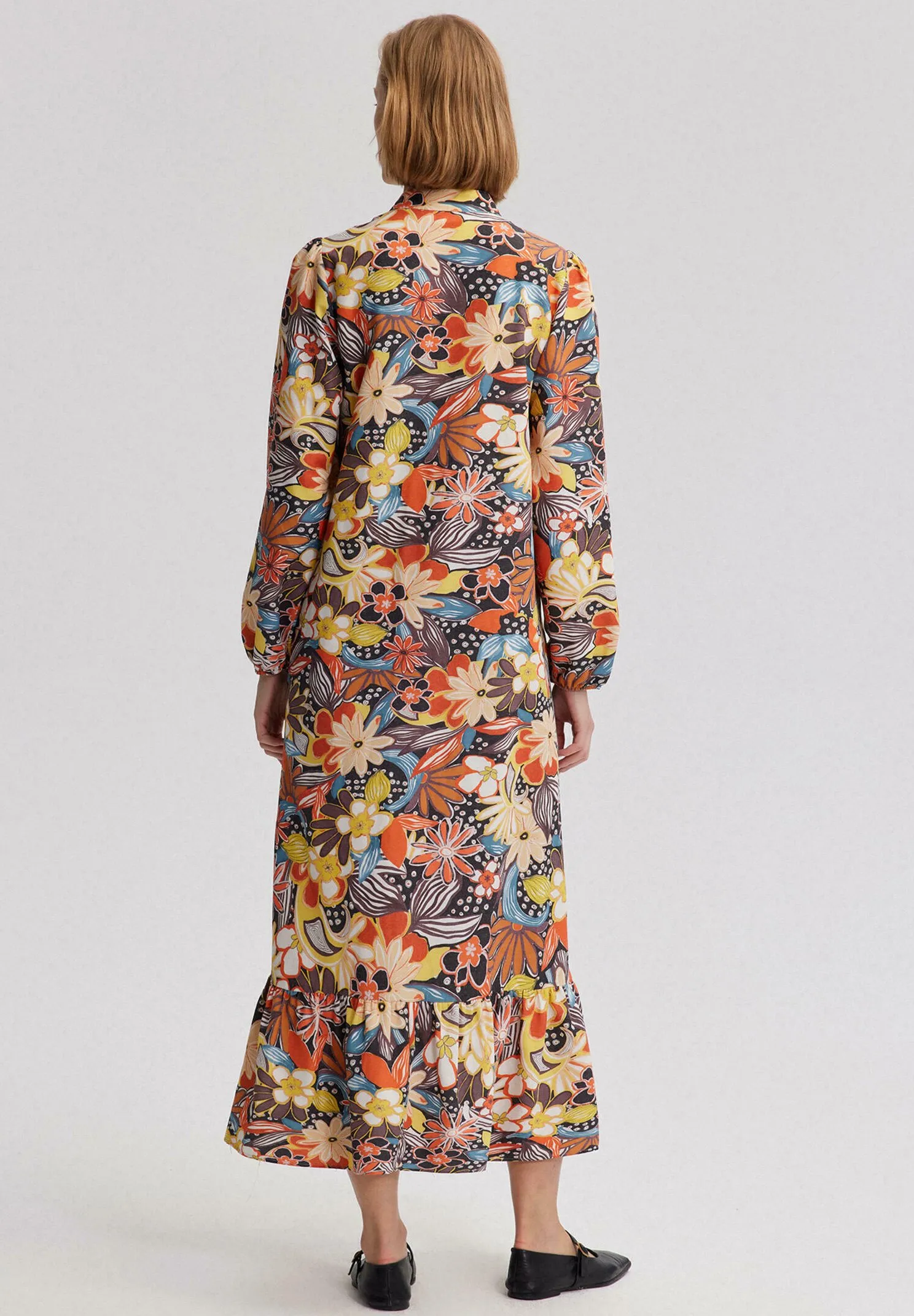 RUFFLE DETAILED FLORAL - Vestito lungo