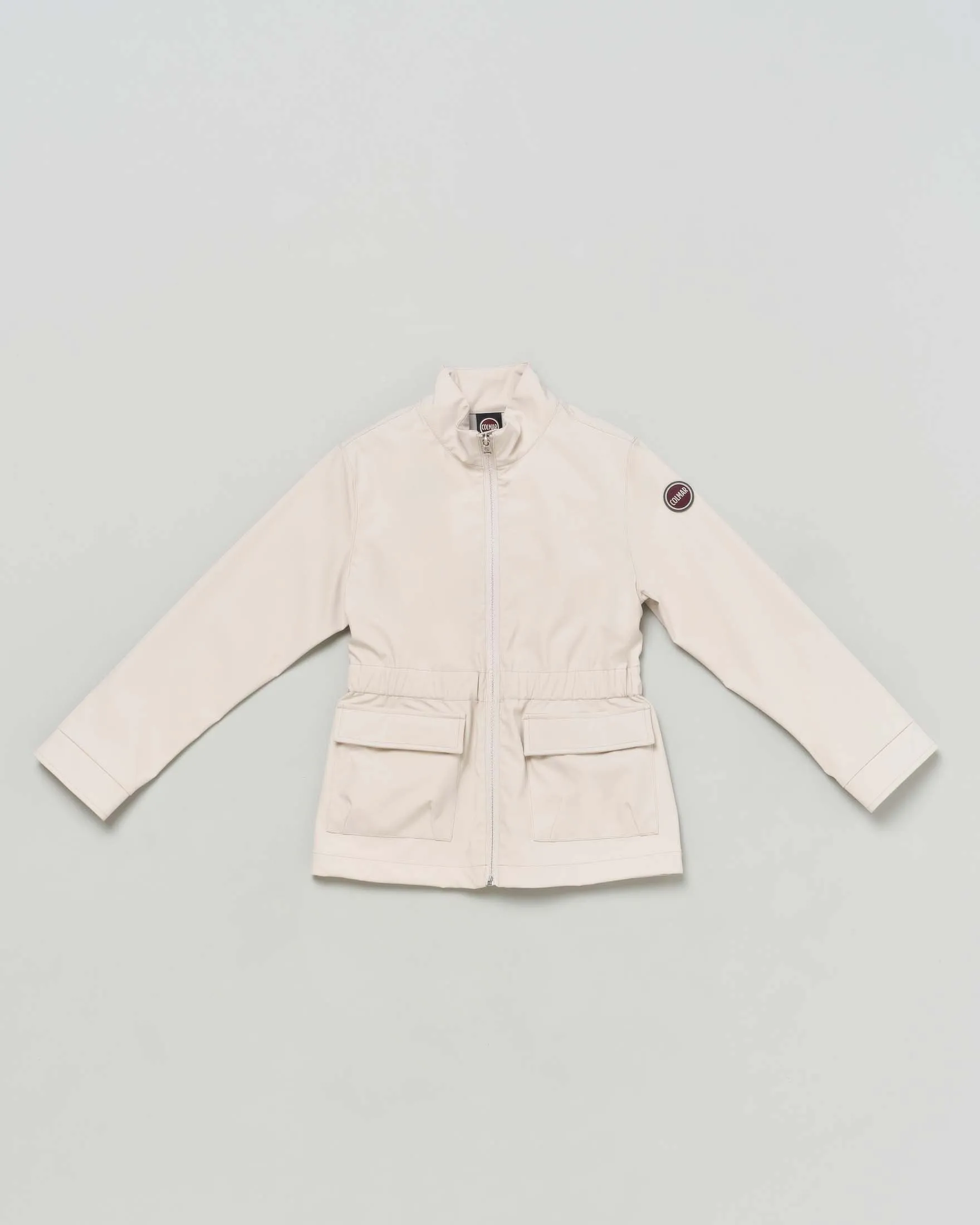 Sahariana beige in softshell con elastico inserito in vita e collo alto 12-14 anni
