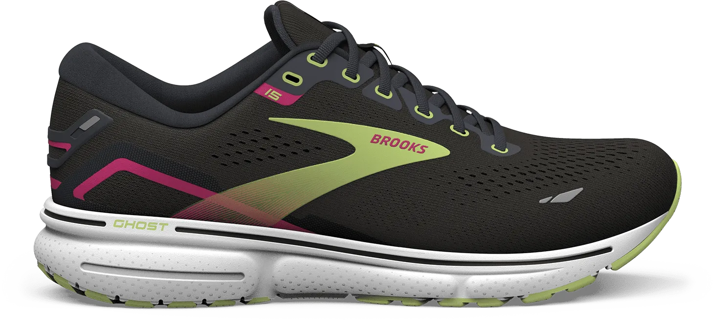 SCARPA DA RUNNING DA DONNA BROOKS GHOST 15 BLACK/EBONY/SHARP GREEN 120380 1B083