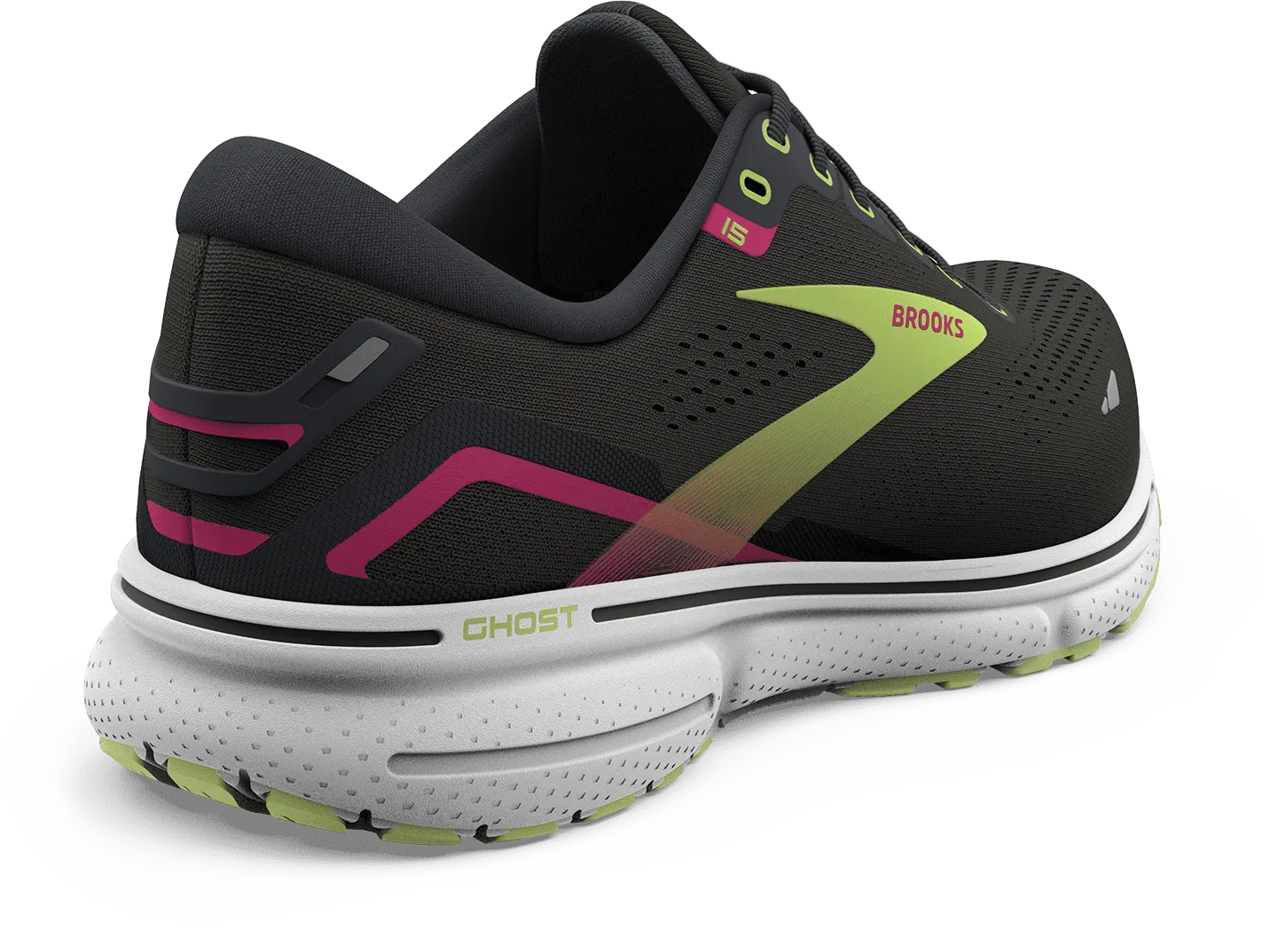 SCARPA DA RUNNING DA DONNA BROOKS GHOST 15 BLACK/EBONY/SHARP GREEN 120380 1B083