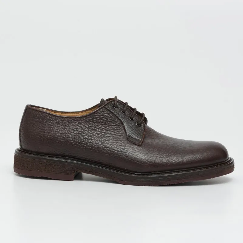 Scarpa derby in pelle martellata testa moro