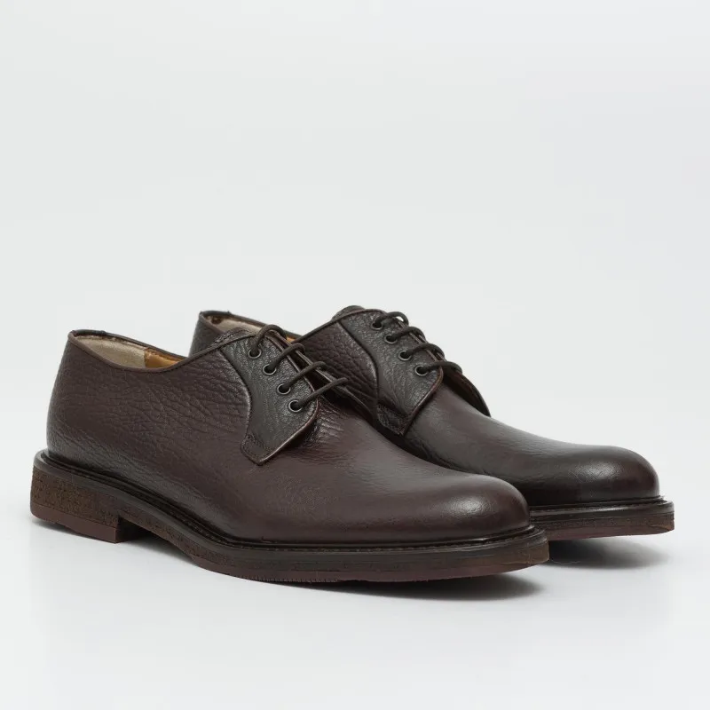Scarpa derby in pelle martellata testa moro